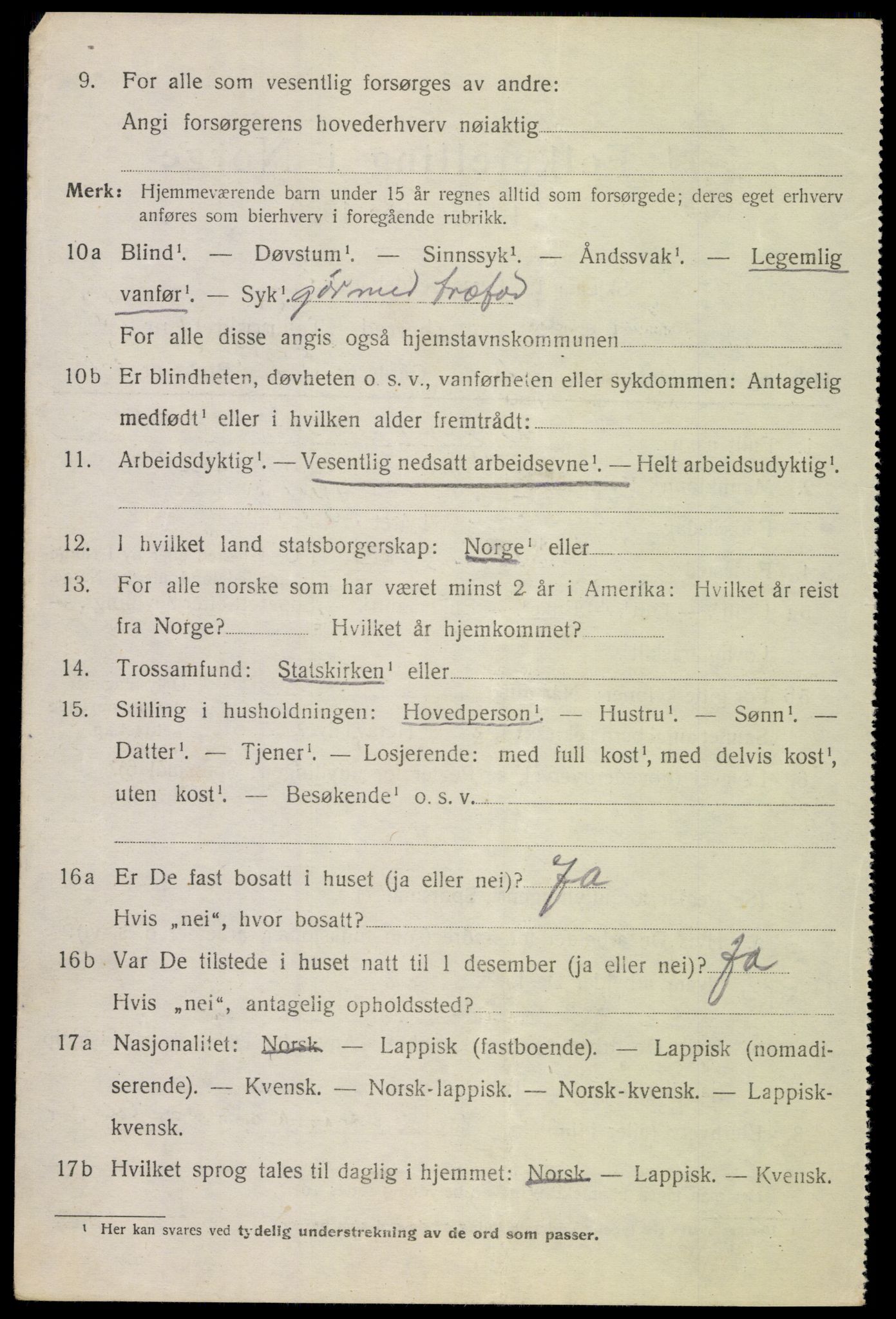 SAT, 1920 census for Evenes, 1920, p. 10997