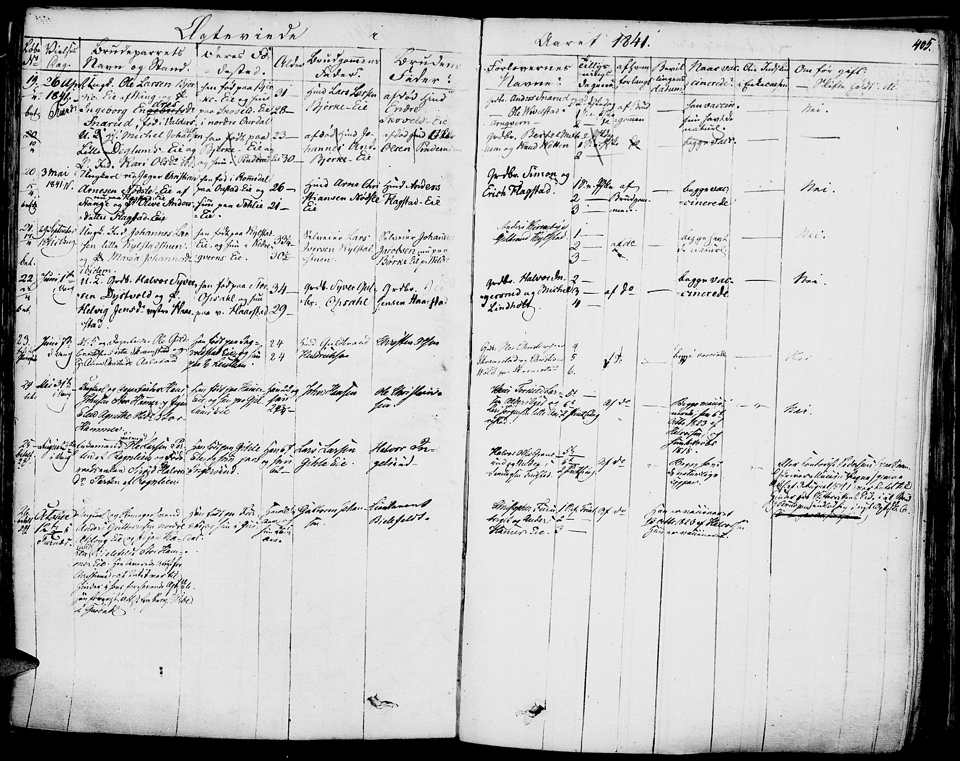 Vang prestekontor, Hedmark, AV/SAH-PREST-008/H/Ha/Haa/L0009: Parish register (official) no. 9, 1826-1841, p. 405