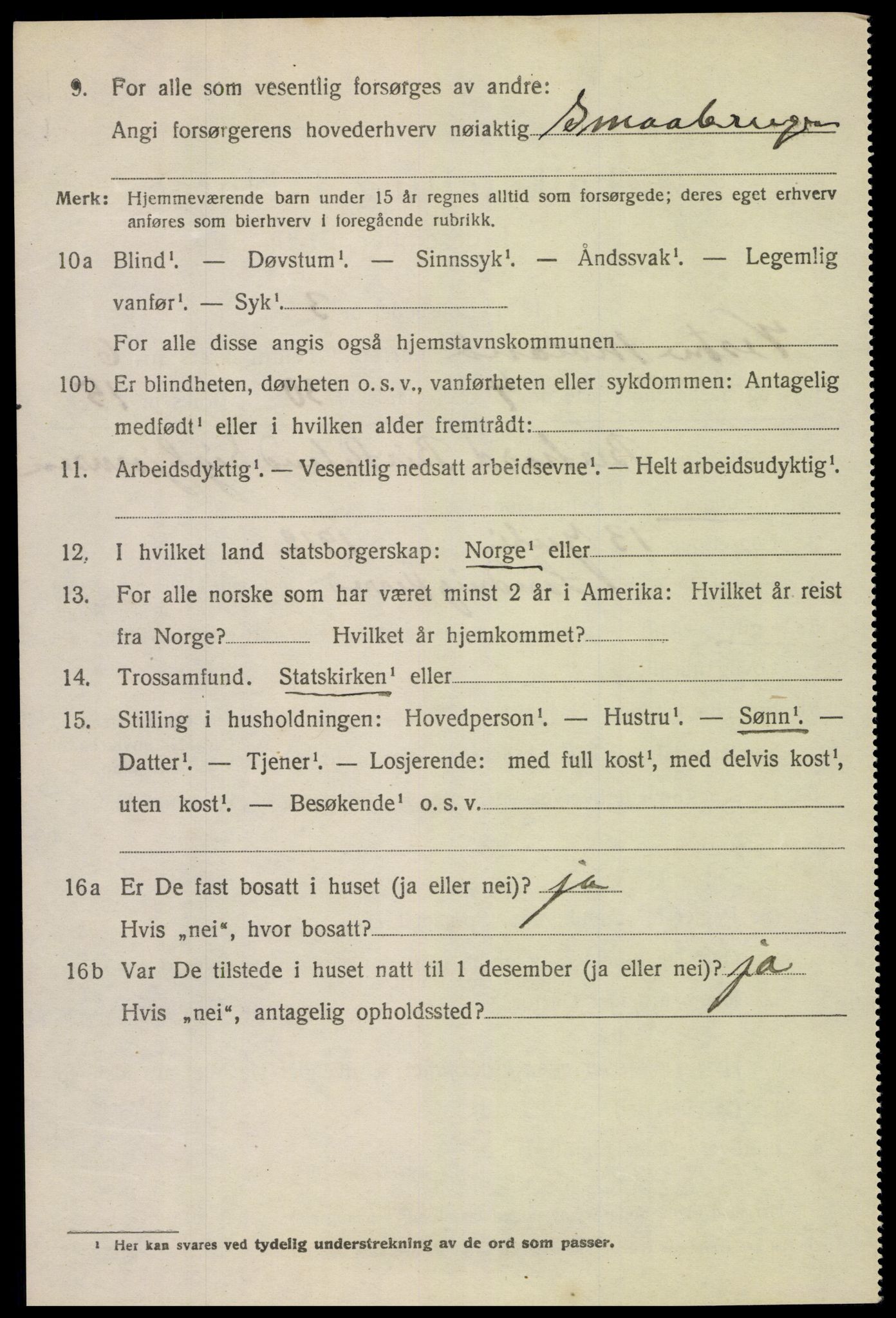 SAK, 1920 census for Vestre Moland, 1920, p. 4626
