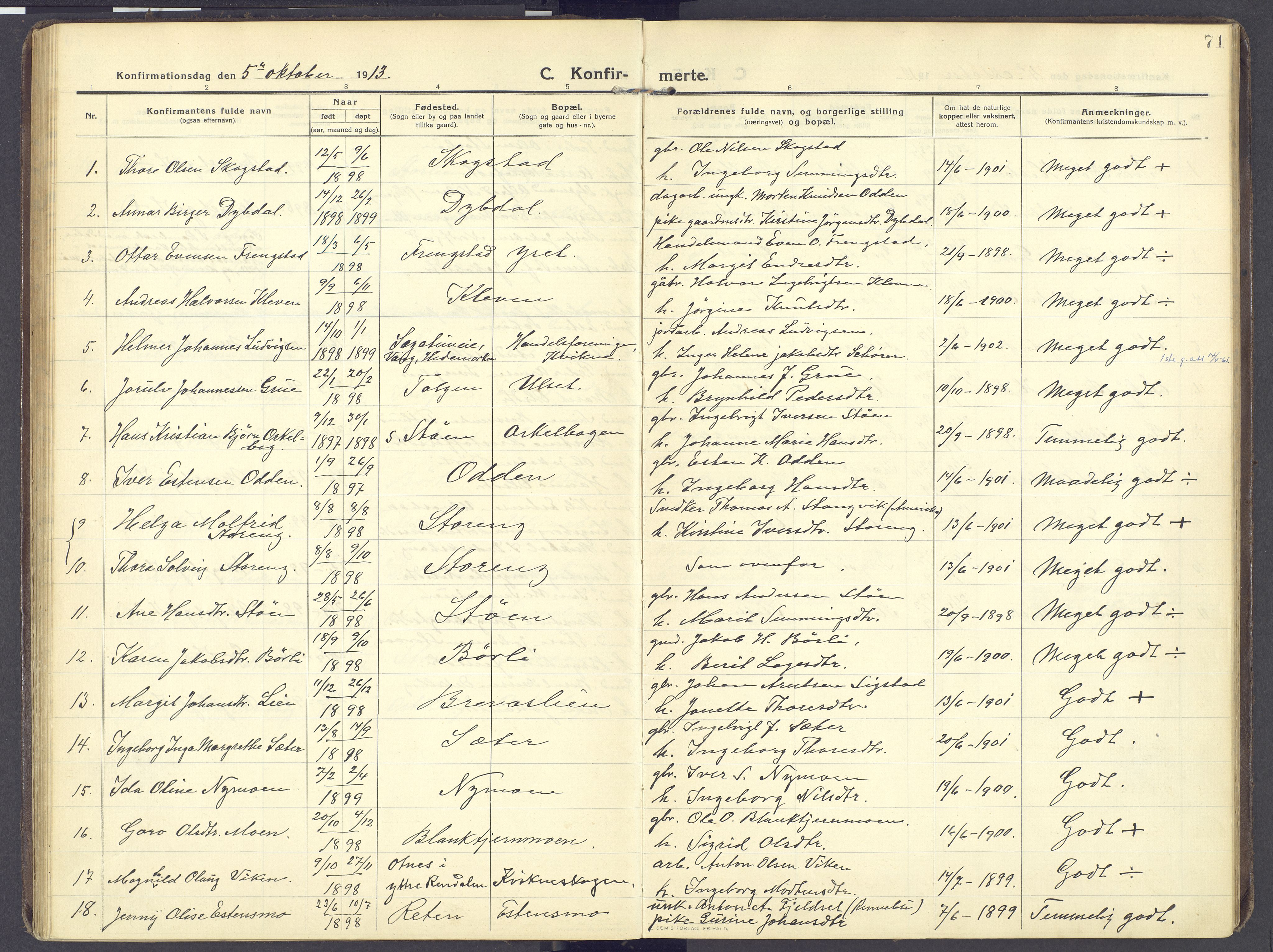 Kvikne prestekontor, AV/SAH-PREST-064/H/Ha/Haa/L0009: Parish register (official) no. 9, 1911-1942, p. 71