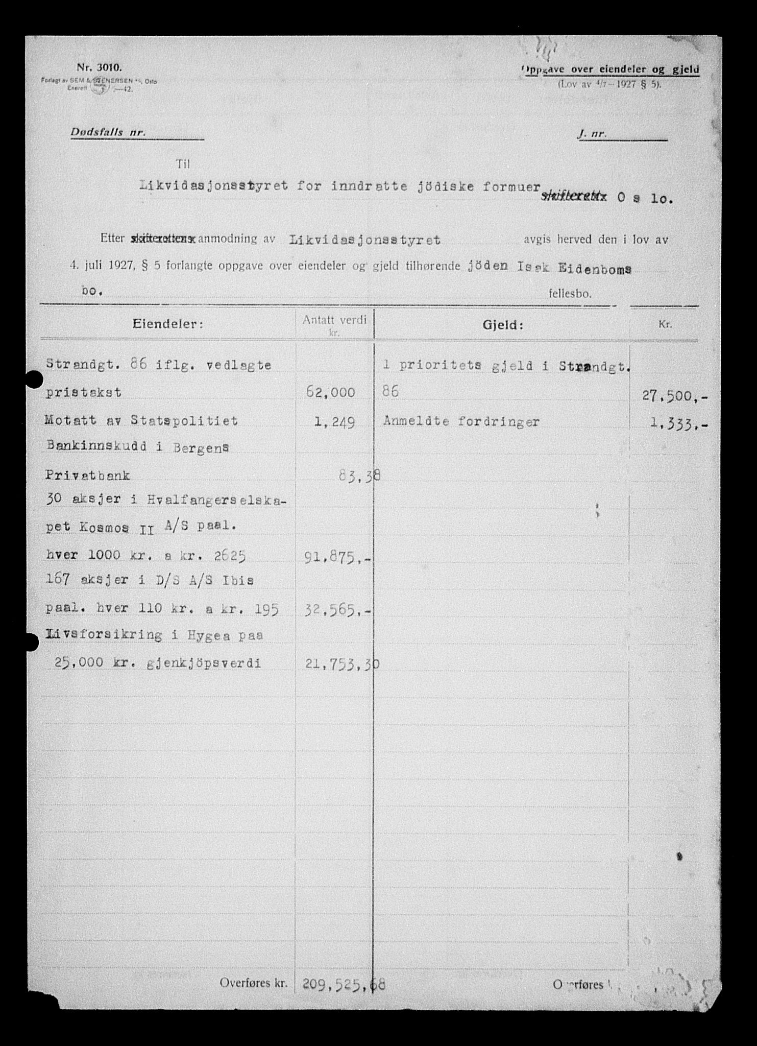 Justisdepartementet, Tilbakeføringskontoret for inndratte formuer, AV/RA-S-1564/H/Hc/Hcd/L0994: --, 1945-1947, p. 605