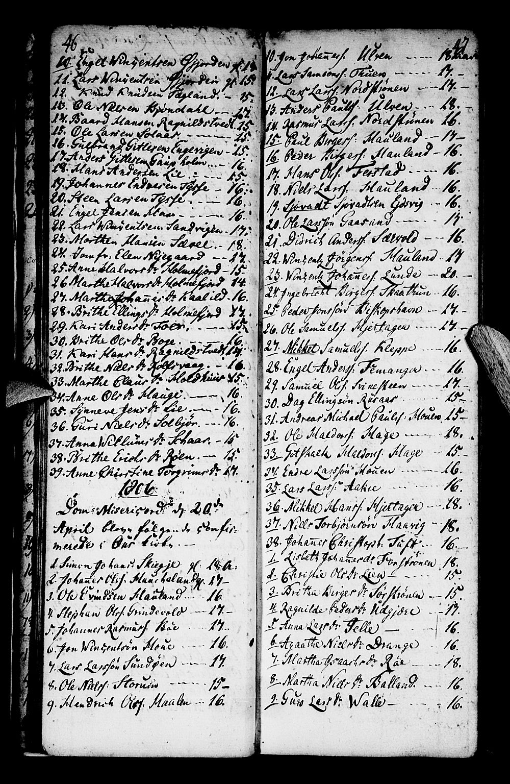 Os sokneprestembete, SAB/A-99929: Parish register (official) no. A 13, 1783-1810, p. 46-47