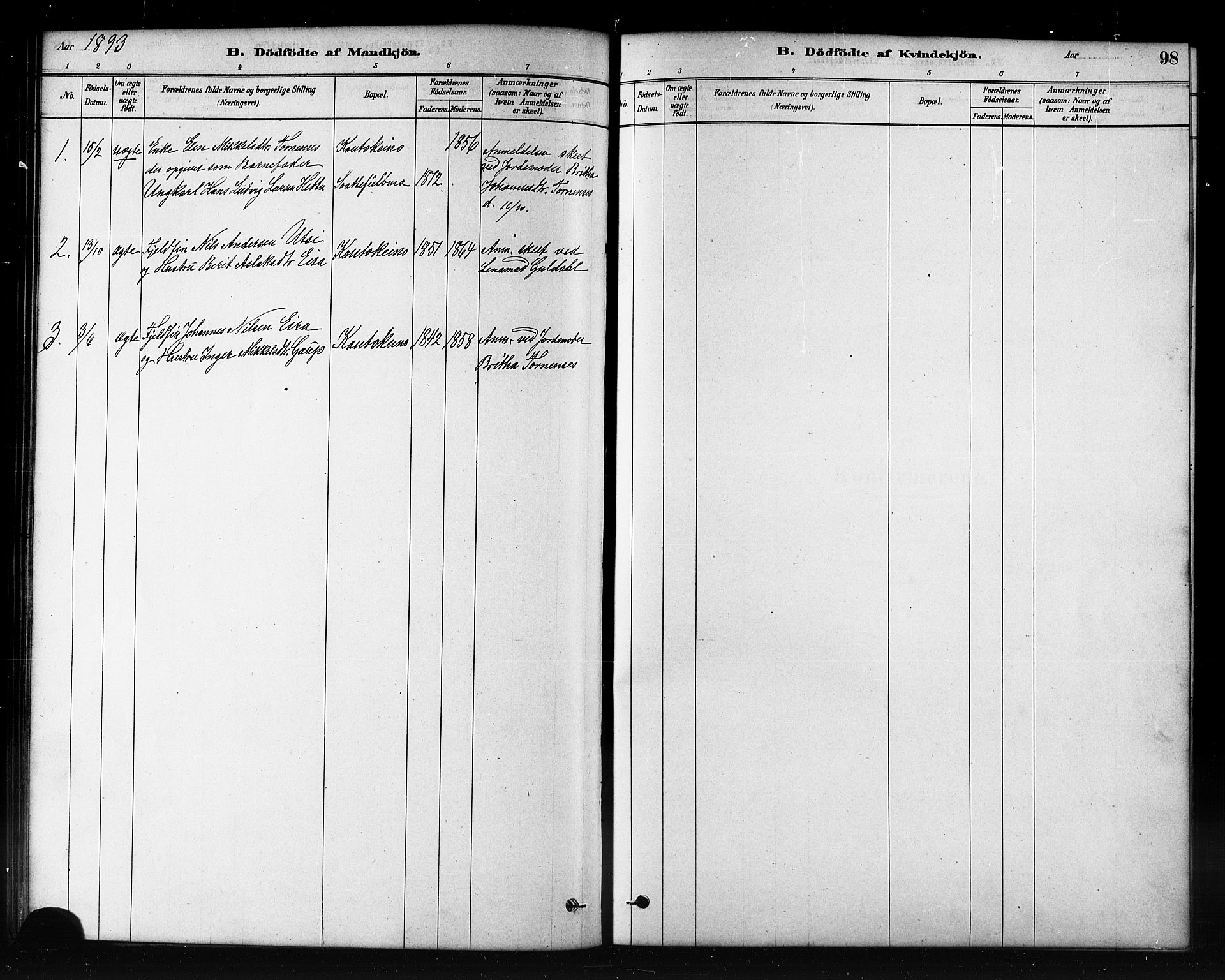 Kautokeino sokneprestembete, AV/SATØ-S-1340/H/Hb/L0002.klokk: Parish register (copy) no. 2, 1877-1896, p. 98