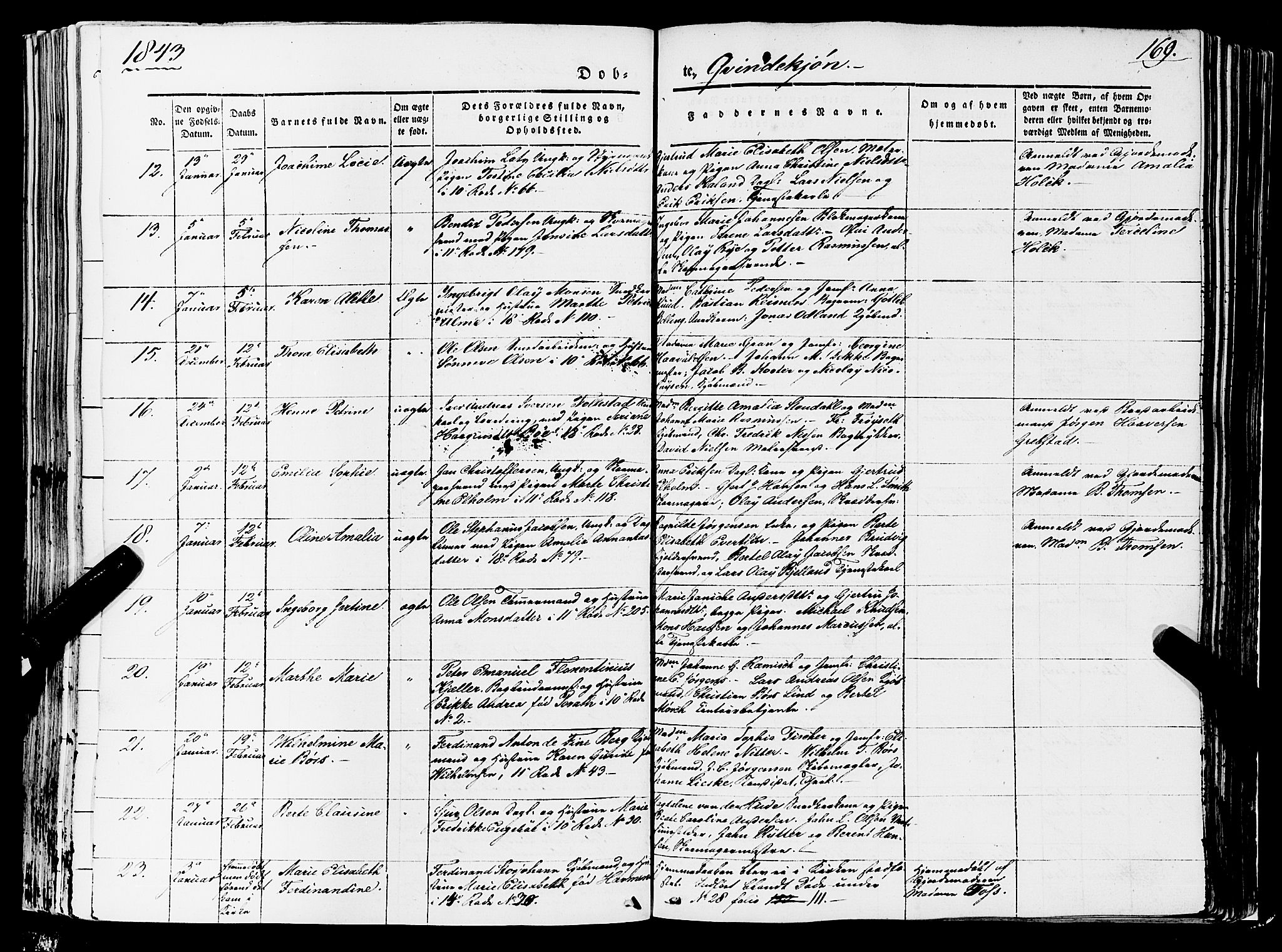 Domkirken sokneprestembete, AV/SAB-A-74801/H/Haa/L0019: Parish register (official) no. B 2, 1841-1851, p. 169