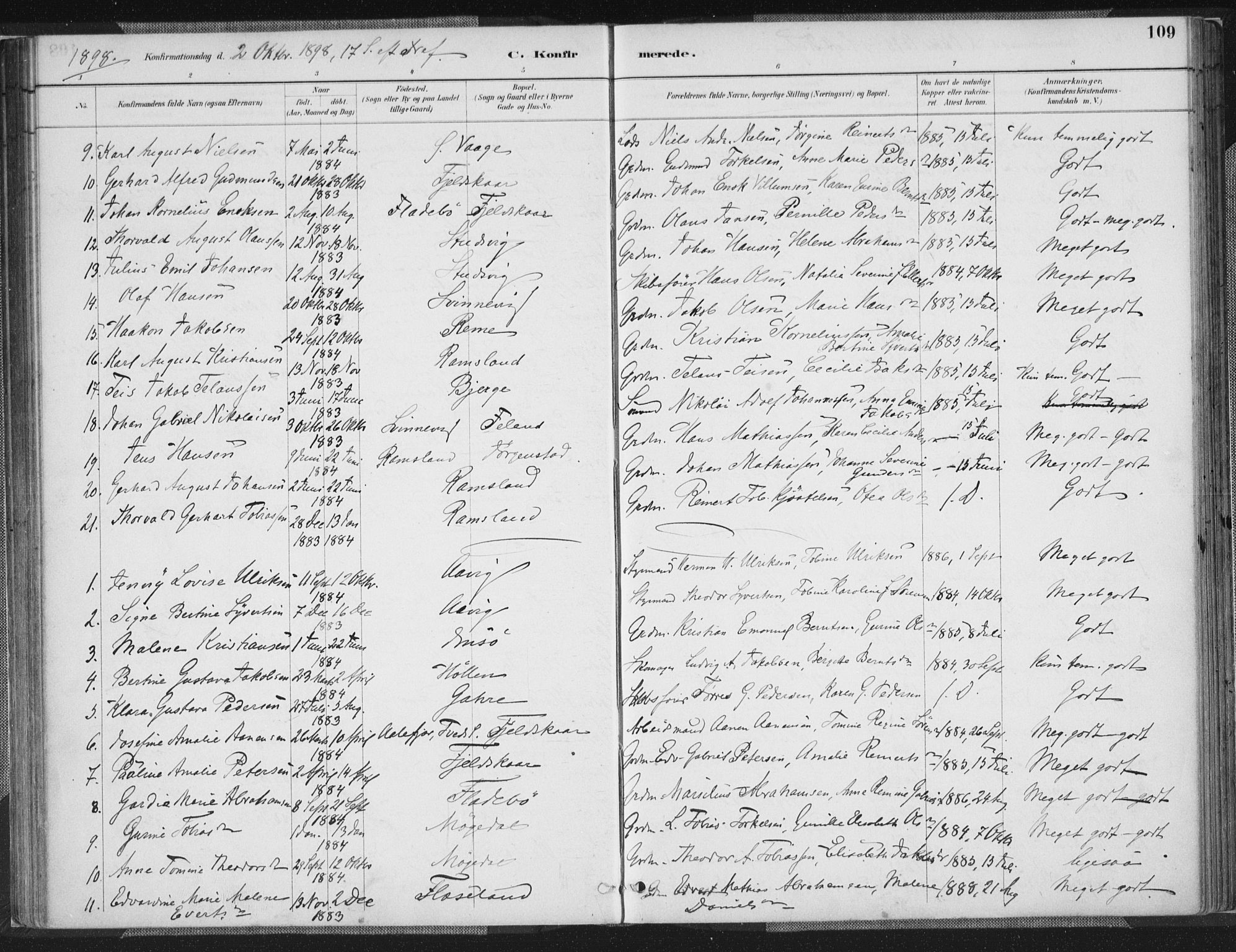 Sør-Audnedal sokneprestkontor, AV/SAK-1111-0039/F/Fa/Faa/L0004: Parish register (official) no. A 4, 1884-1909, p. 109