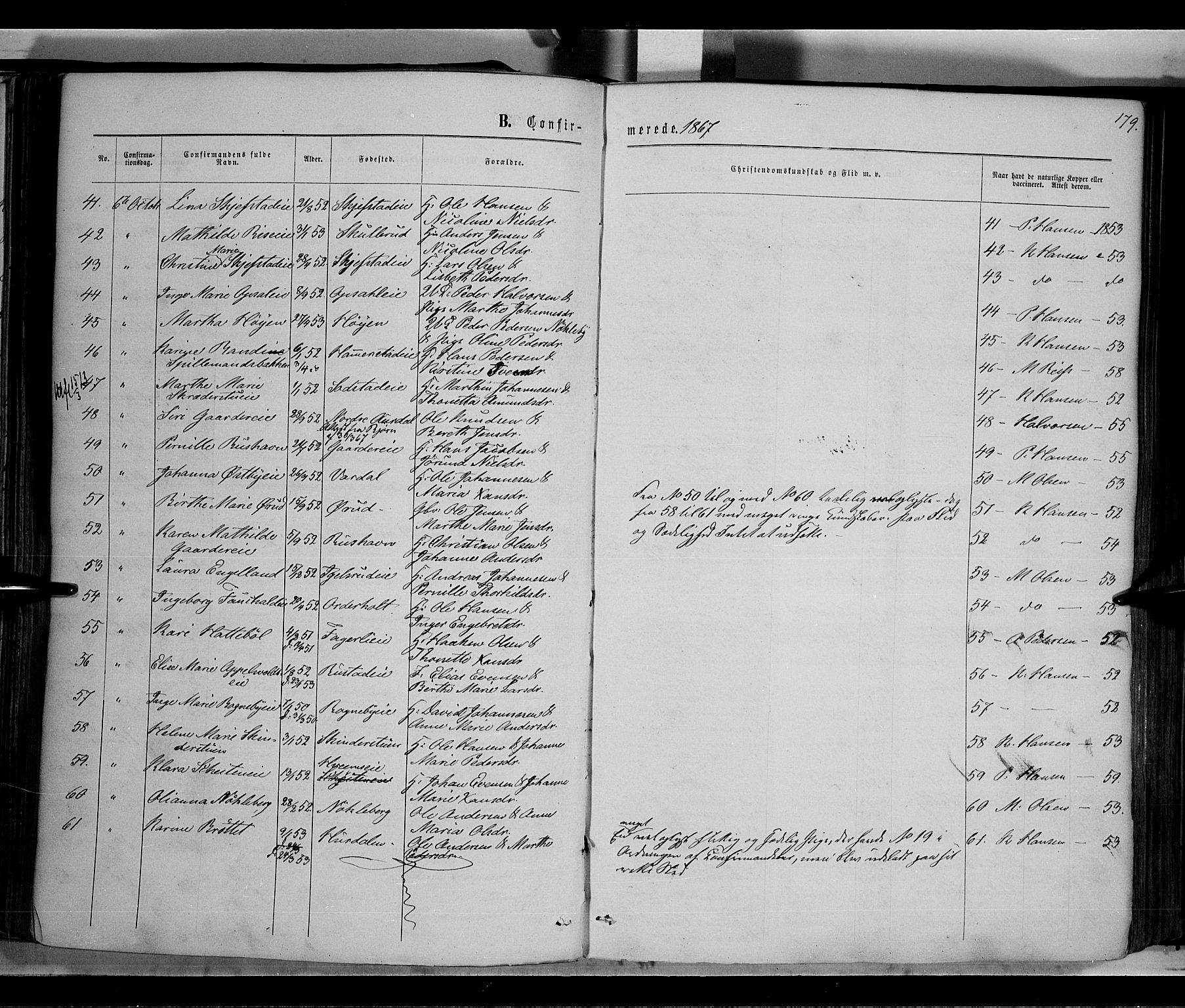 Østre Toten prestekontor, SAH/PREST-104/H/Ha/Haa/L0005: Parish register (official) no. 5, 1866-1877, p. 179