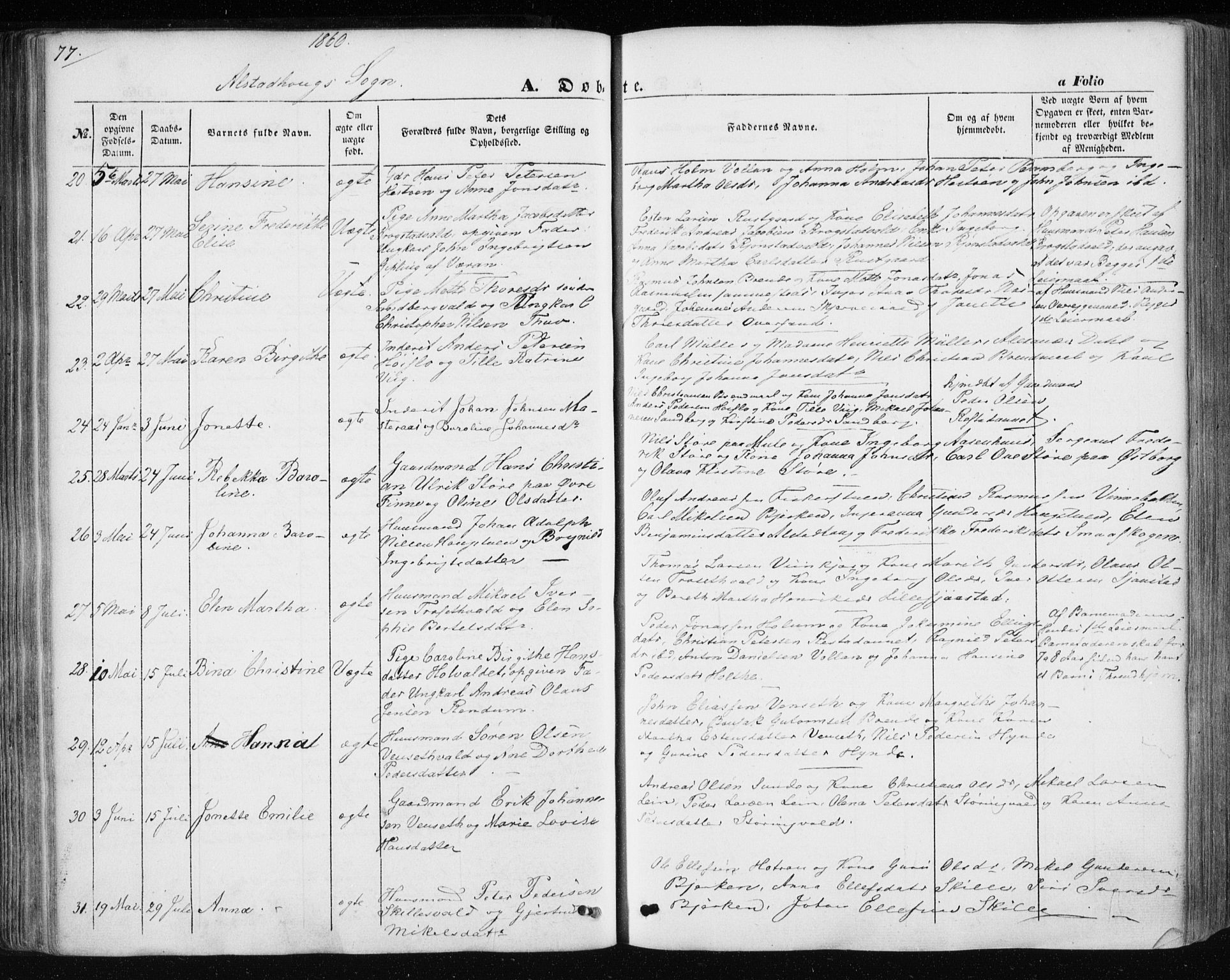 Ministerialprotokoller, klokkerbøker og fødselsregistre - Nord-Trøndelag, AV/SAT-A-1458/717/L0154: Parish register (official) no. 717A07 /1, 1850-1862, p. 77