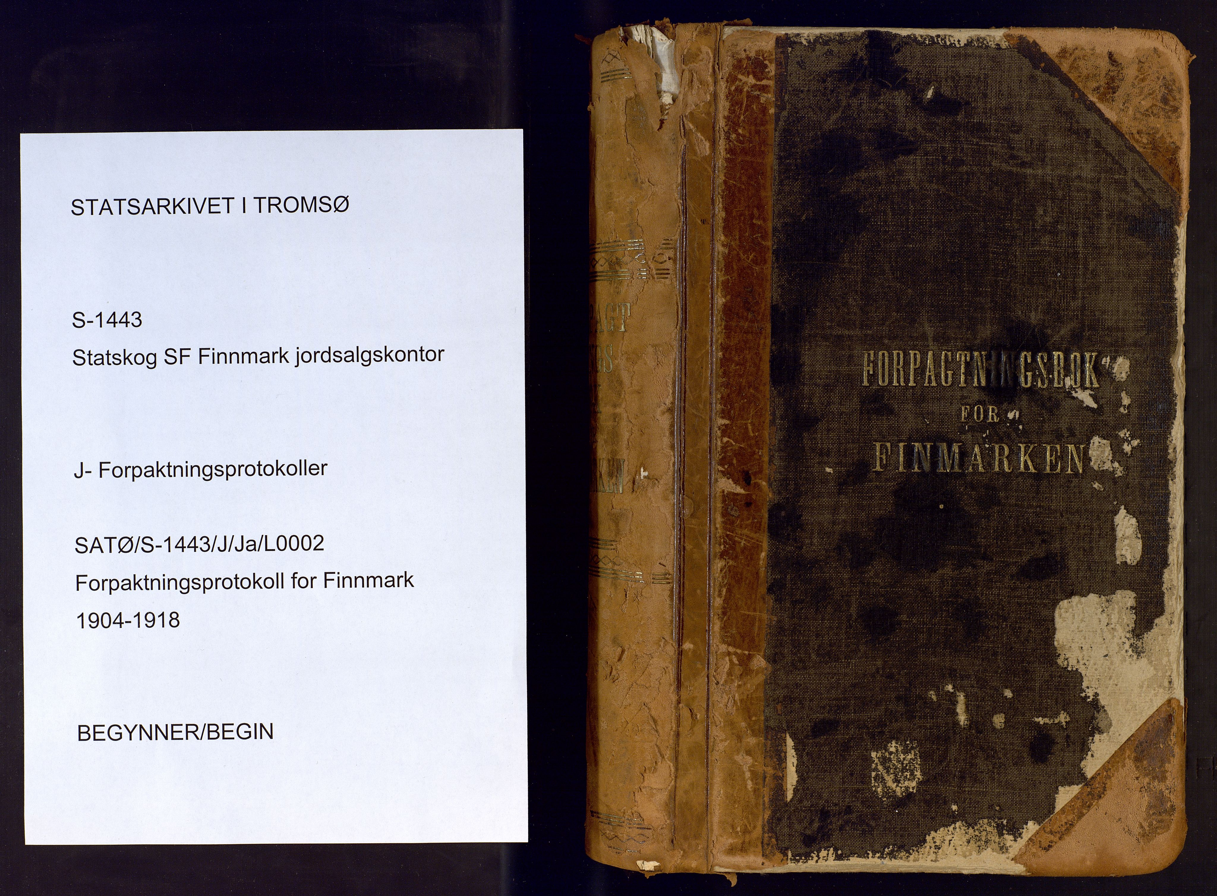 Finnmark jordsalgskommisjon/jordsalgskontor og Statskog SF Finnmark jordsalgskontor, AV/SATØ-S-1443/J/Ja/L0002: Forpaktningsbok for Finnmark, 1904-1918