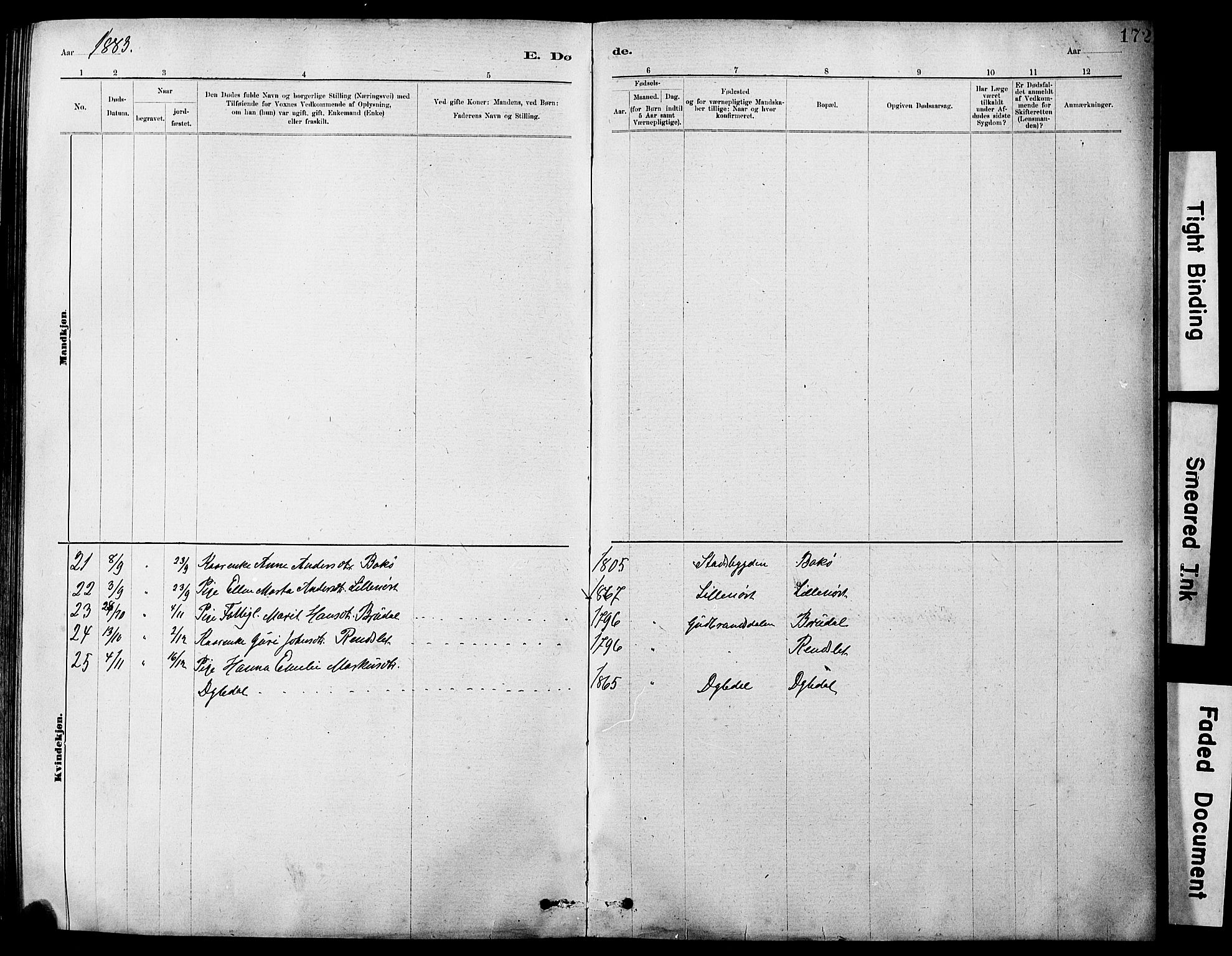 Ministerialprotokoller, klokkerbøker og fødselsregistre - Sør-Trøndelag, SAT/A-1456/647/L0636: Parish register (copy) no. 647C01, 1881-1884, p. 172