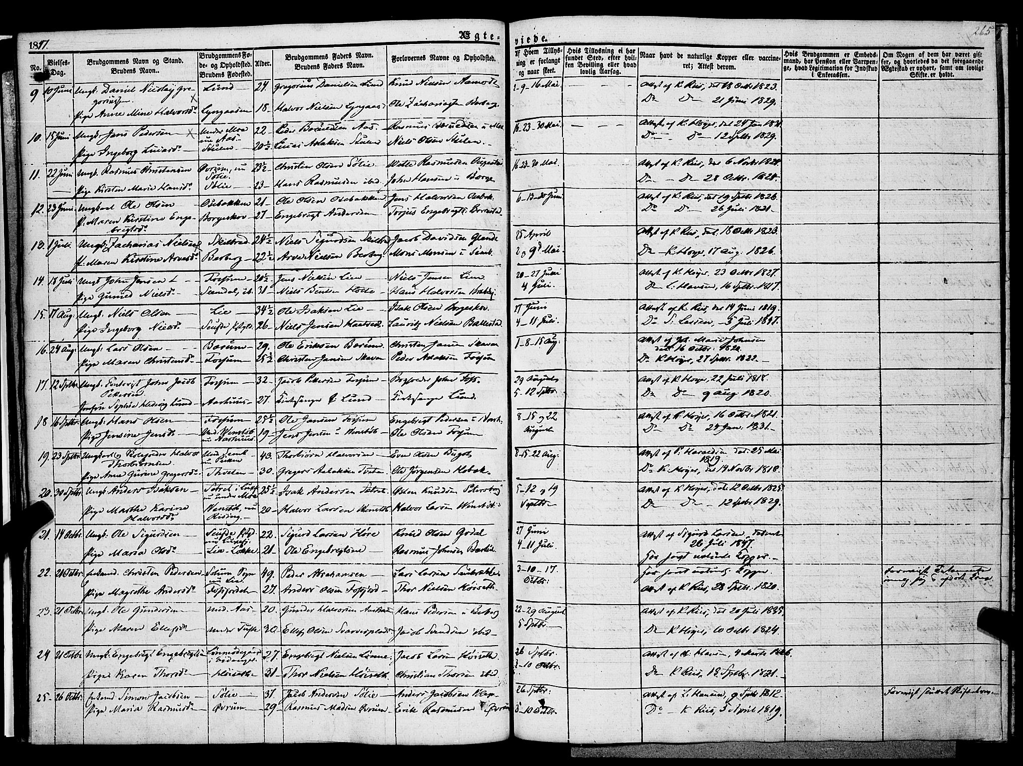 Gjerpen kirkebøker, SAKO/A-265/F/Fa/L0007b: Parish register (official) no. I 7B, 1834-1857, p. 265