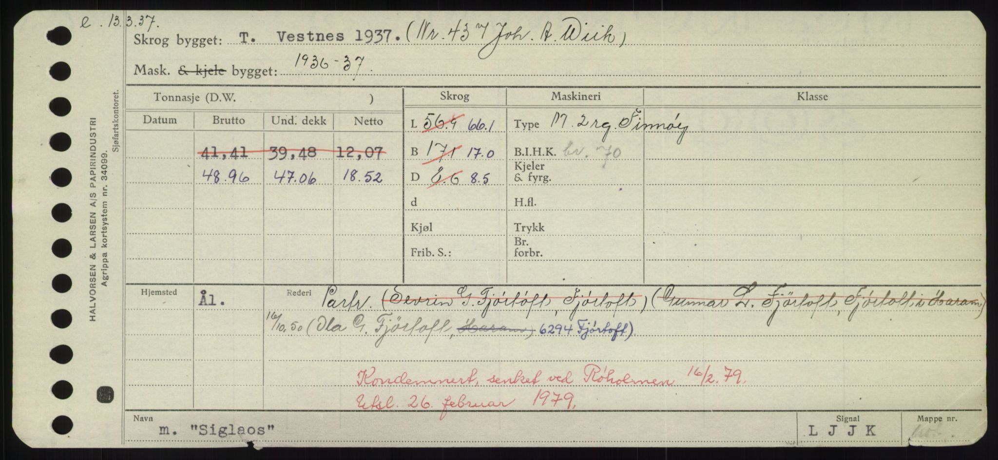 Sjøfartsdirektoratet med forløpere, Skipsmålingen, AV/RA-S-1627/H/Hd/L0033: Fartøy, Sevi-Sjø, p. 63