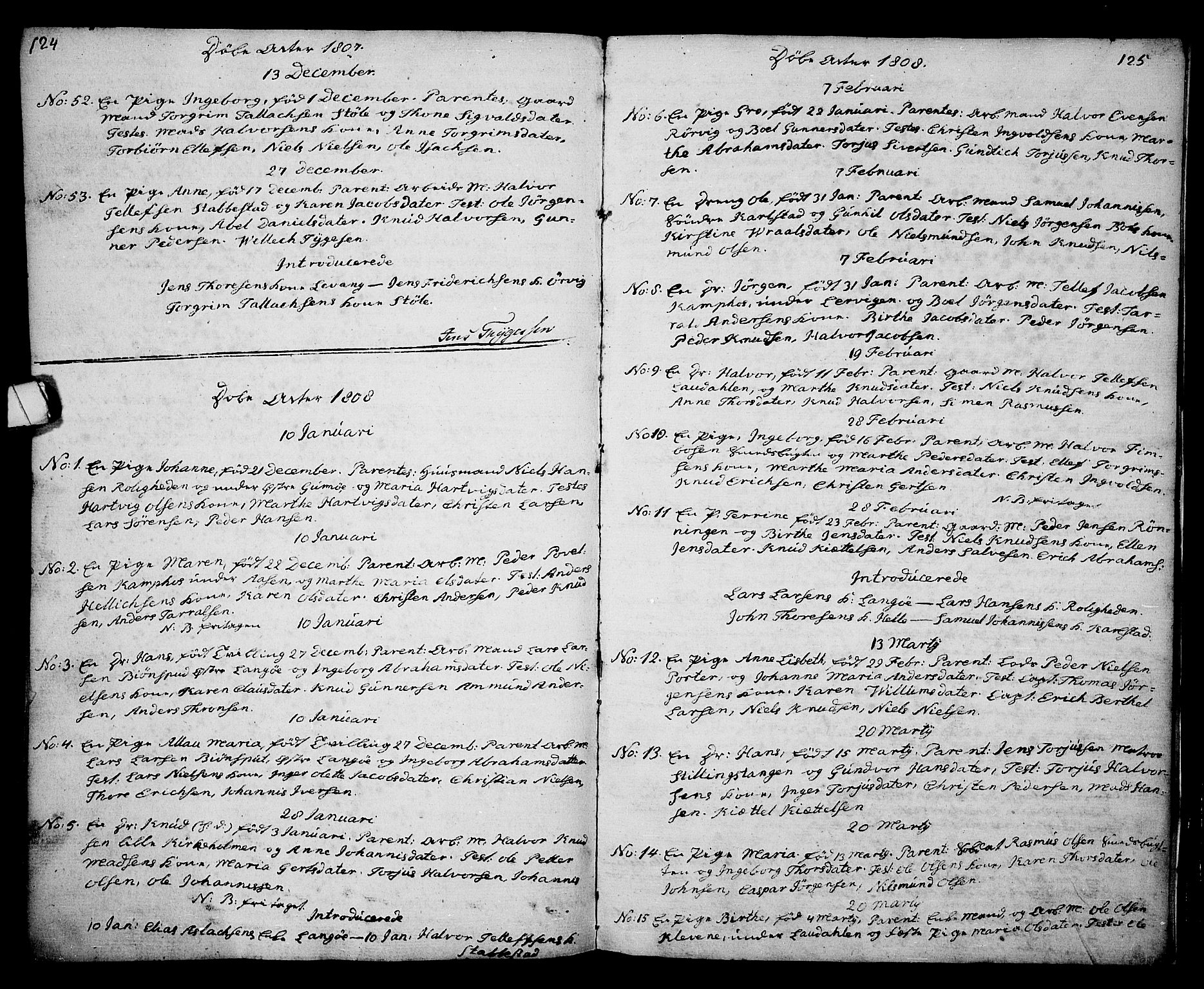 Kragerø kirkebøker, SAKO/A-278/G/Ga/L0001: Parish register (copy) no. 1 /2, 1806-1811, p. 124-125