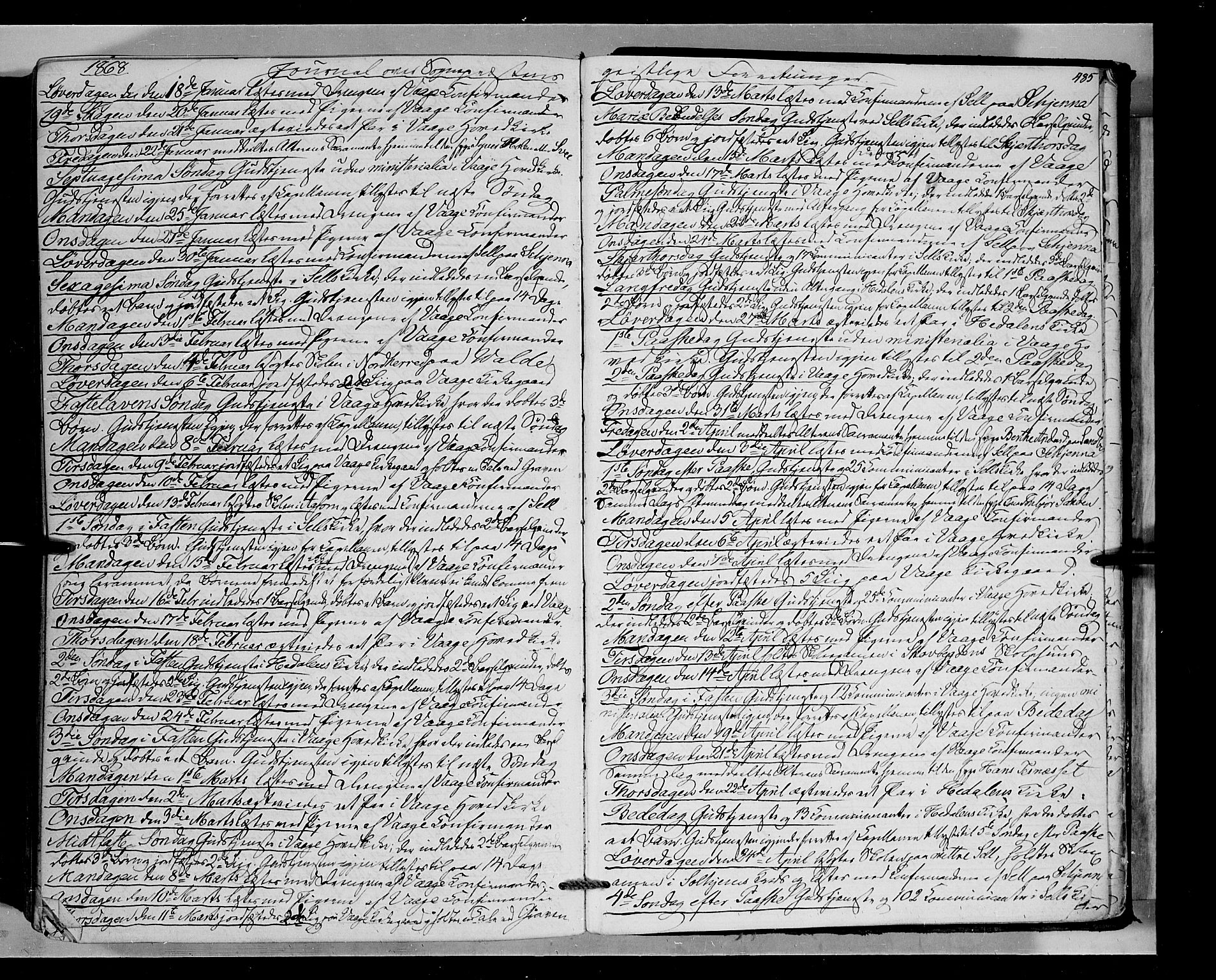 Vågå prestekontor, AV/SAH-PREST-076/H/Ha/Haa/L0006: Parish register (official) no. 6 /1, 1856-1872, p. 485