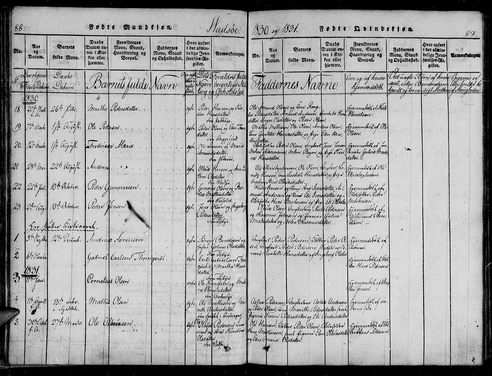 Vadsø sokneprestkontor, SATØ/S-1325/H/Ha/L0003kirke: Parish register (official) no. 3 /1, 1821-1839, p. 88-89