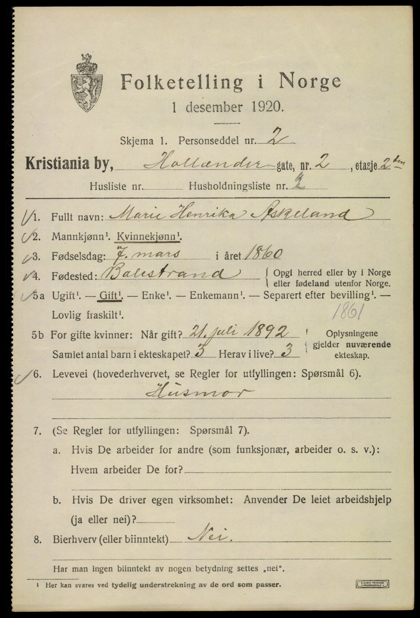 SAO, 1920 census for Kristiania, 1920, p. 296041