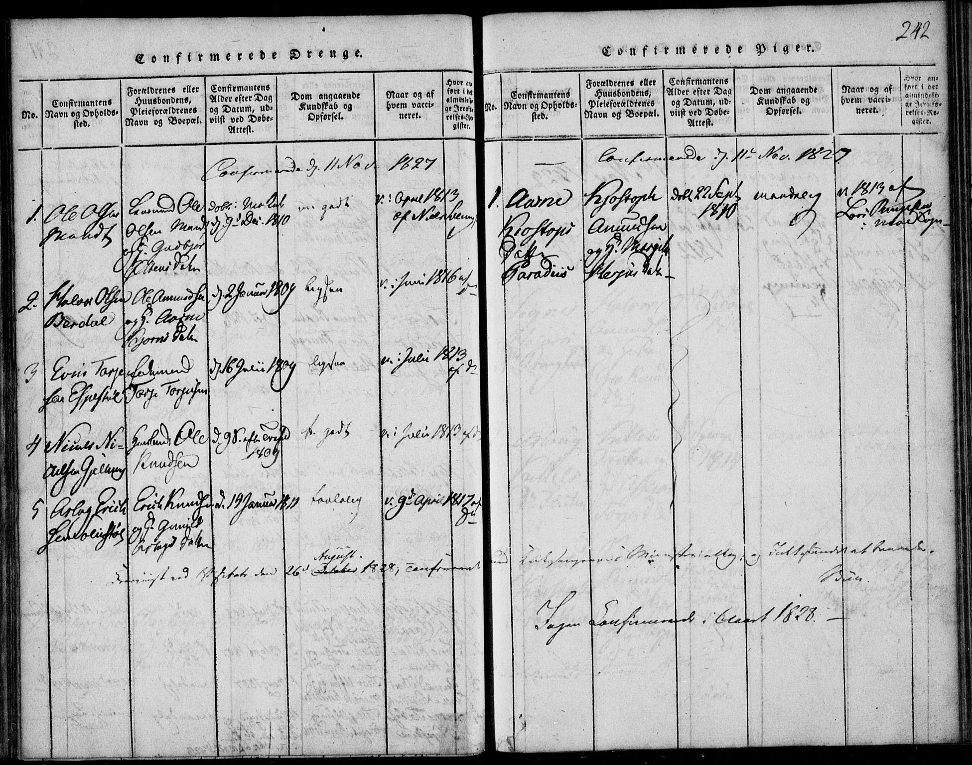 Vinje kirkebøker, SAKO/A-312/F/Fb/L0001: Parish register (official) no. II 1, 1814-1843, p. 242