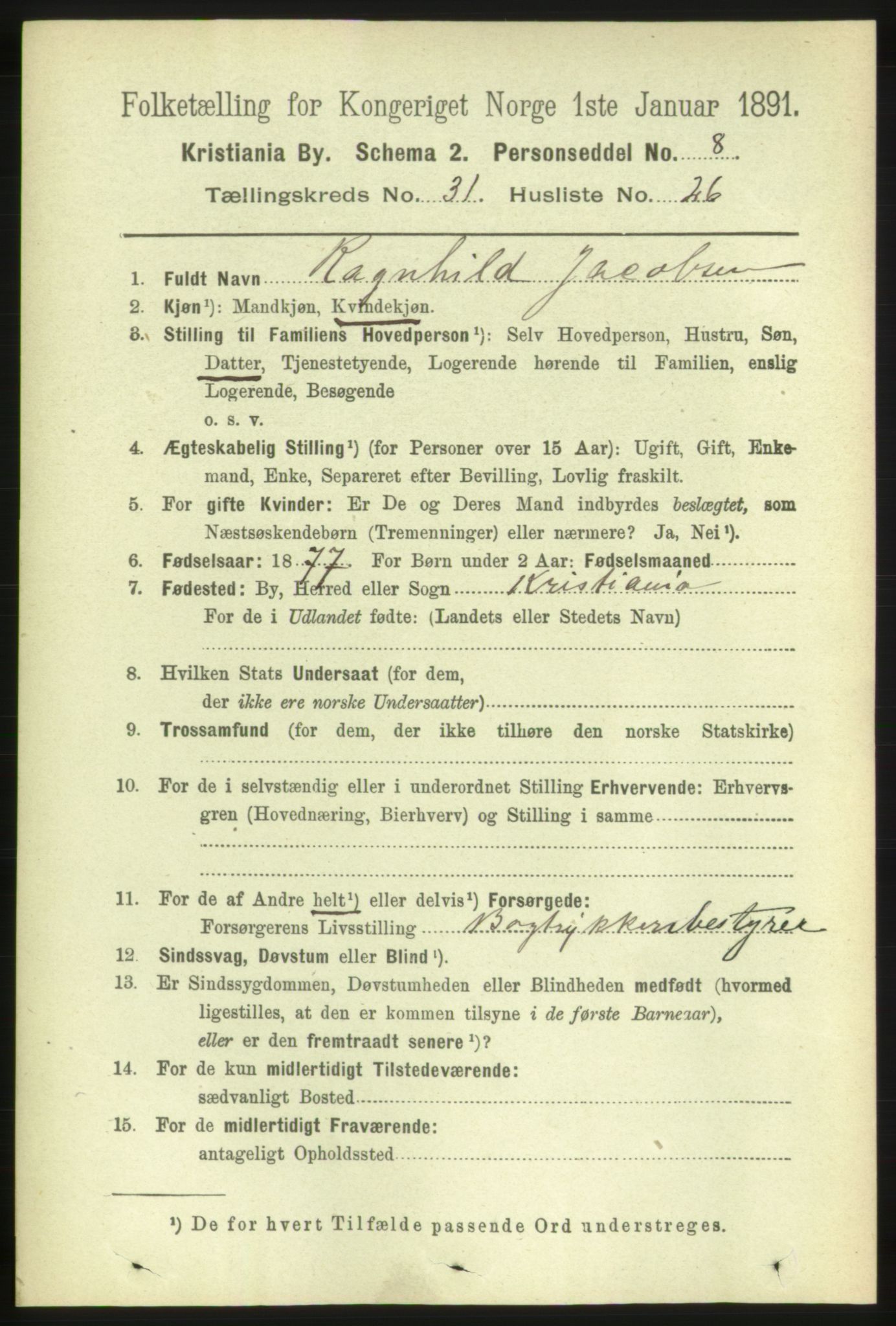 RA, 1891 census for 0301 Kristiania, 1891, p. 16749