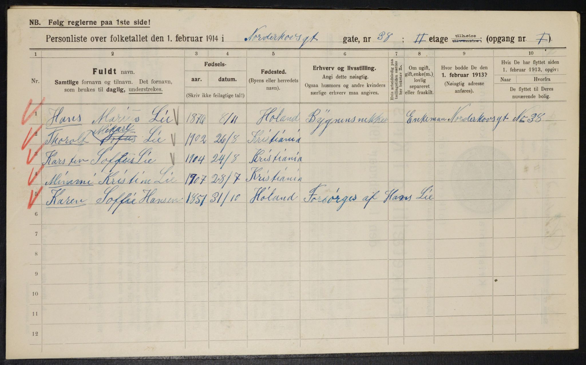 OBA, Municipal Census 1914 for Kristiania, 1914, p. 73029