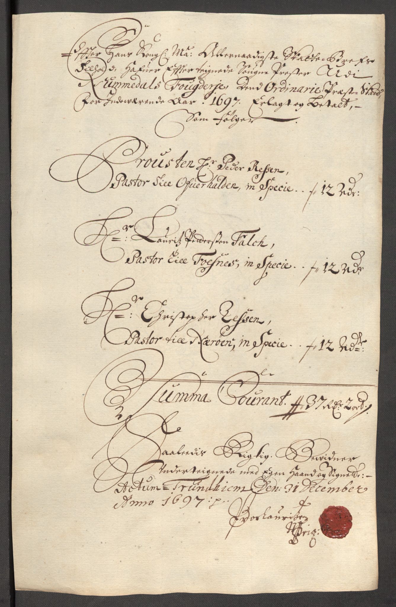 Rentekammeret inntil 1814, Reviderte regnskaper, Fogderegnskap, AV/RA-EA-4092/R64/L4425: Fogderegnskap Namdal, 1696-1698, p. 232