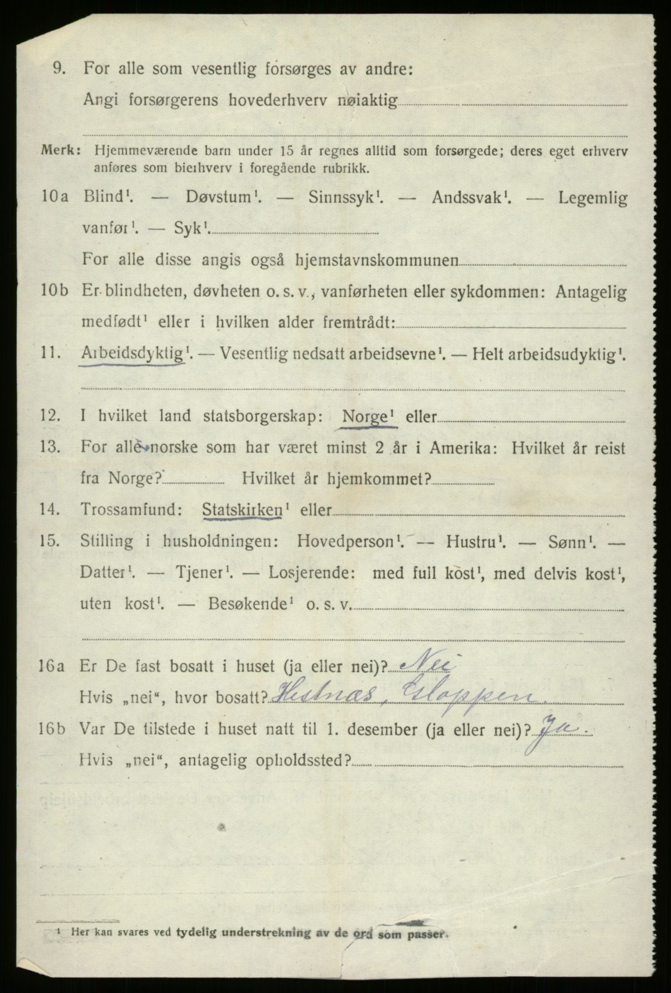 SAB, 1920 census for Gloppen, 1920, p. 4853