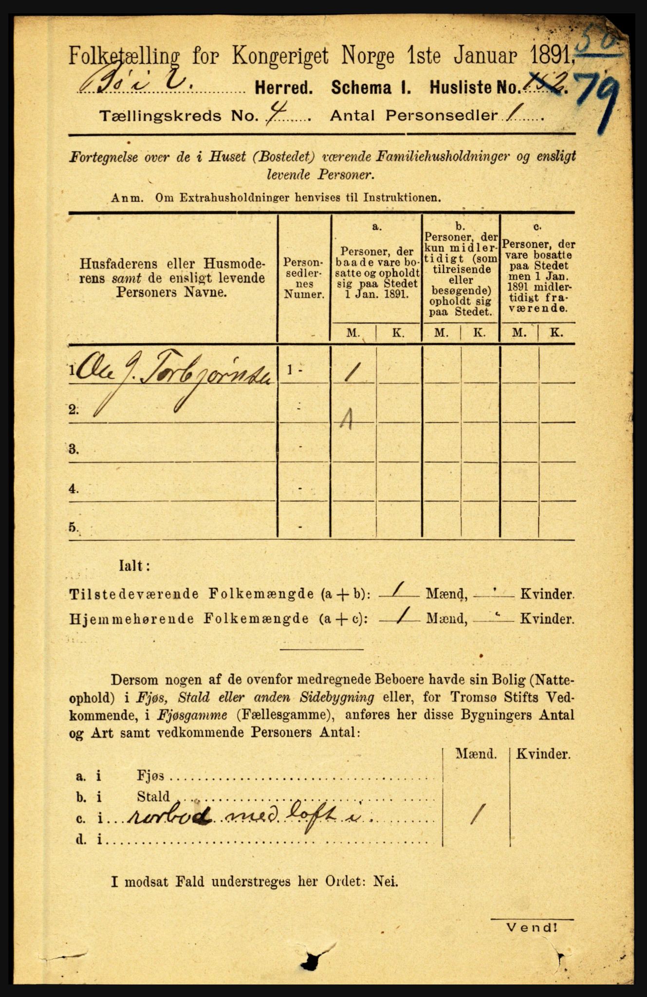 RA, 1891 census for 1867 Bø, 1891, p. 1396