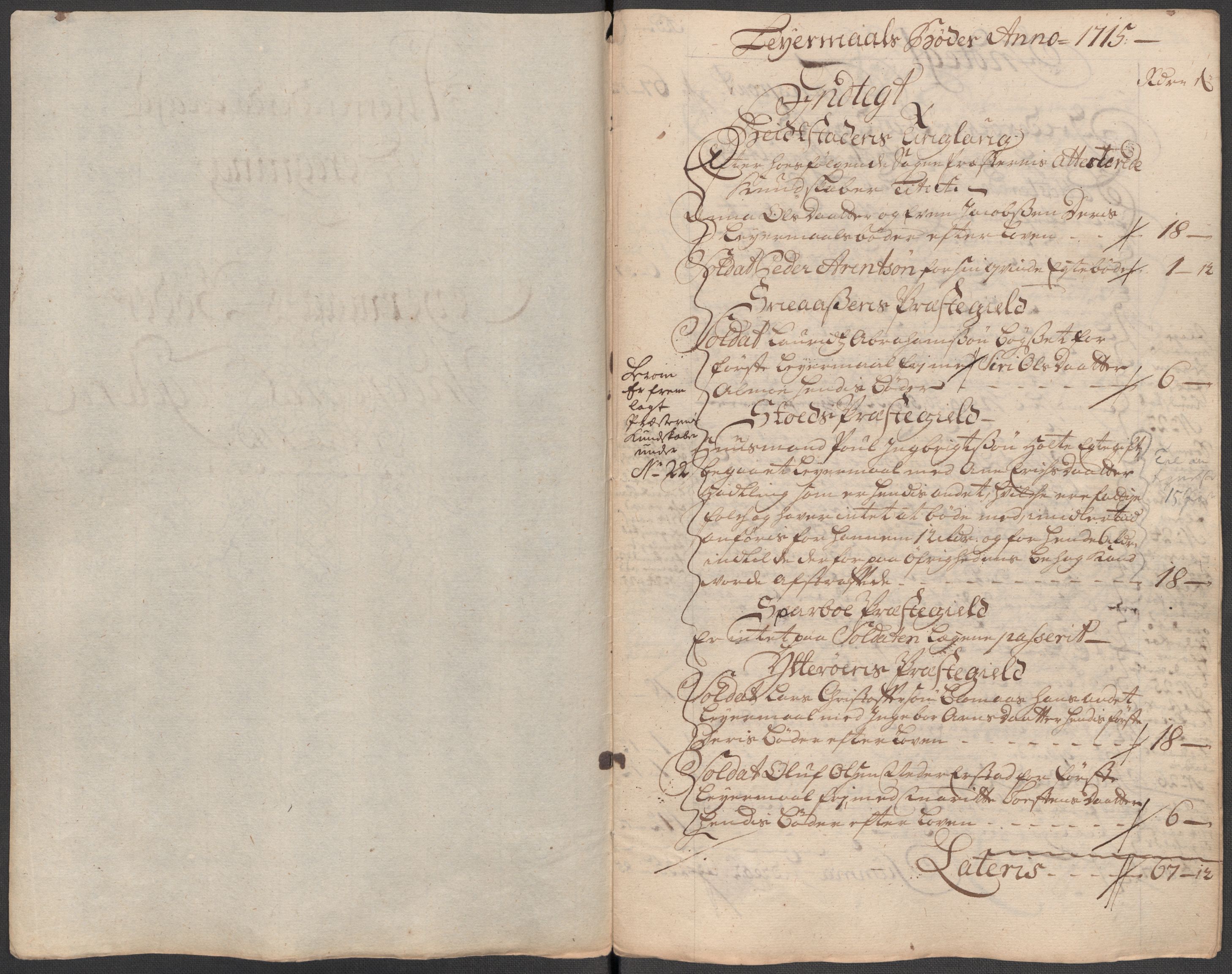 Rentekammeret inntil 1814, Reviderte regnskaper, Fogderegnskap, RA/EA-4092/R63/L4323: Fogderegnskap Inderøy, 1715, p. 264