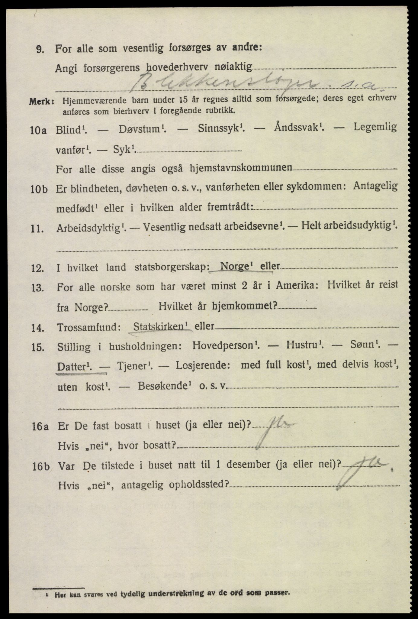 SAK, 1920 census for Øyestad, 1920, p. 9419