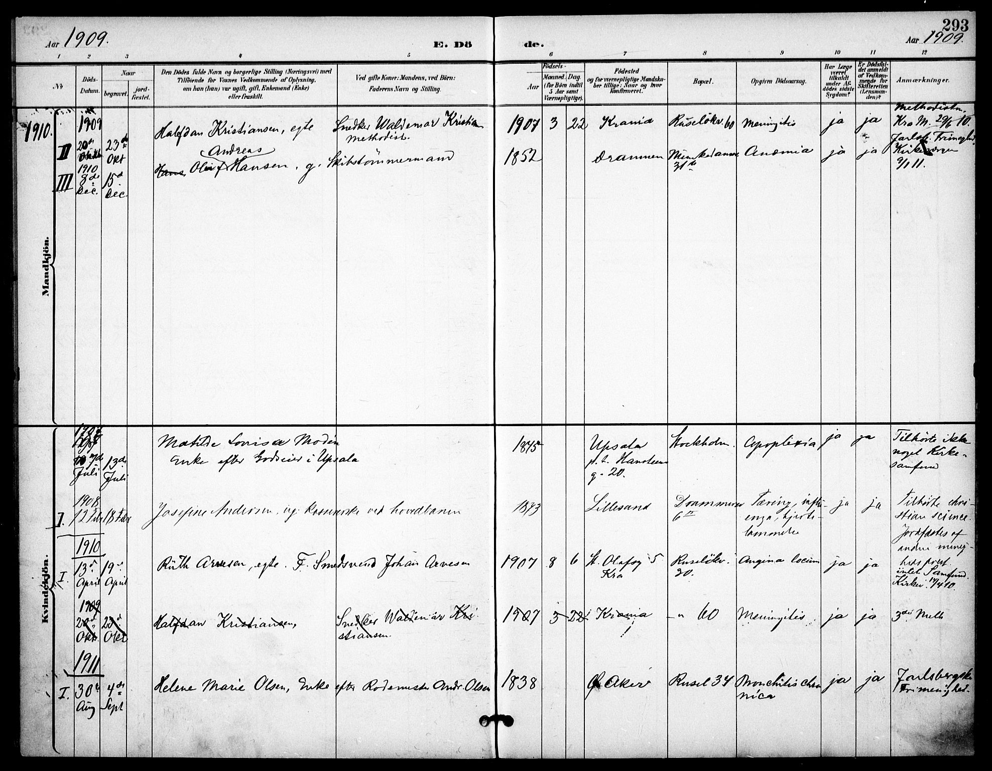 Johannes prestekontor Kirkebøker, SAO/A-10852/F/Fa/L0008: Parish register (official) no. 8, 1897-1917, p. 293
