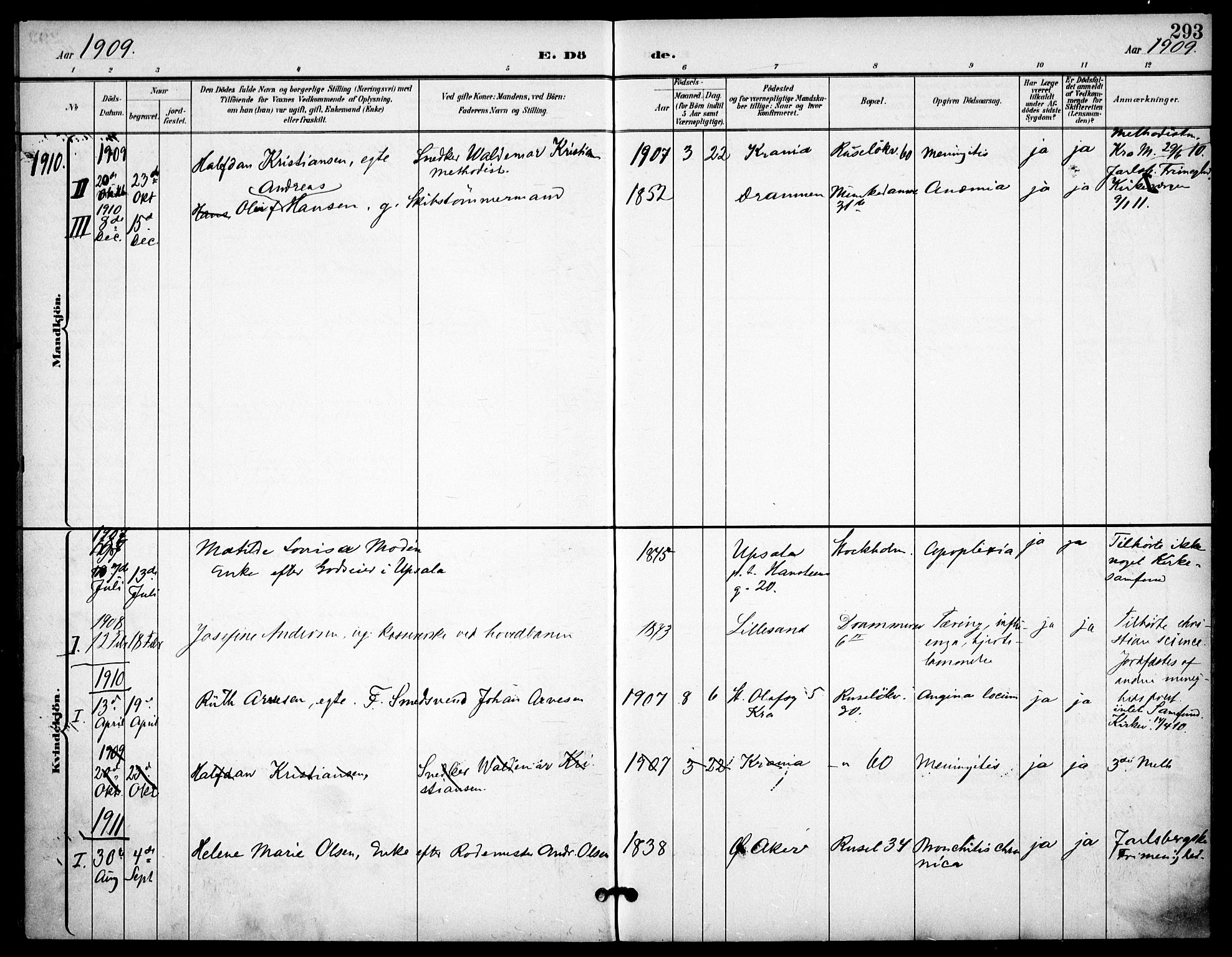 Johannes prestekontor Kirkebøker, AV/SAO-A-10852/F/Fa/L0008: Parish register (official) no. 8, 1897-1917, p. 293