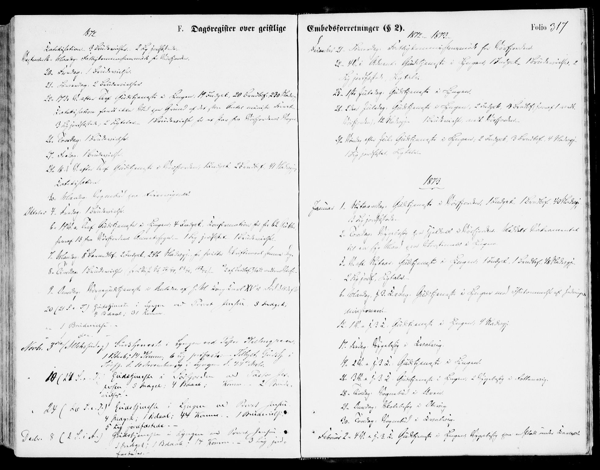 Lyngen sokneprestembete, AV/SATØ-S-1289/H/He/Hea/L0006kirke: Parish register (official) no. 6, 1870-1878, p. 317
