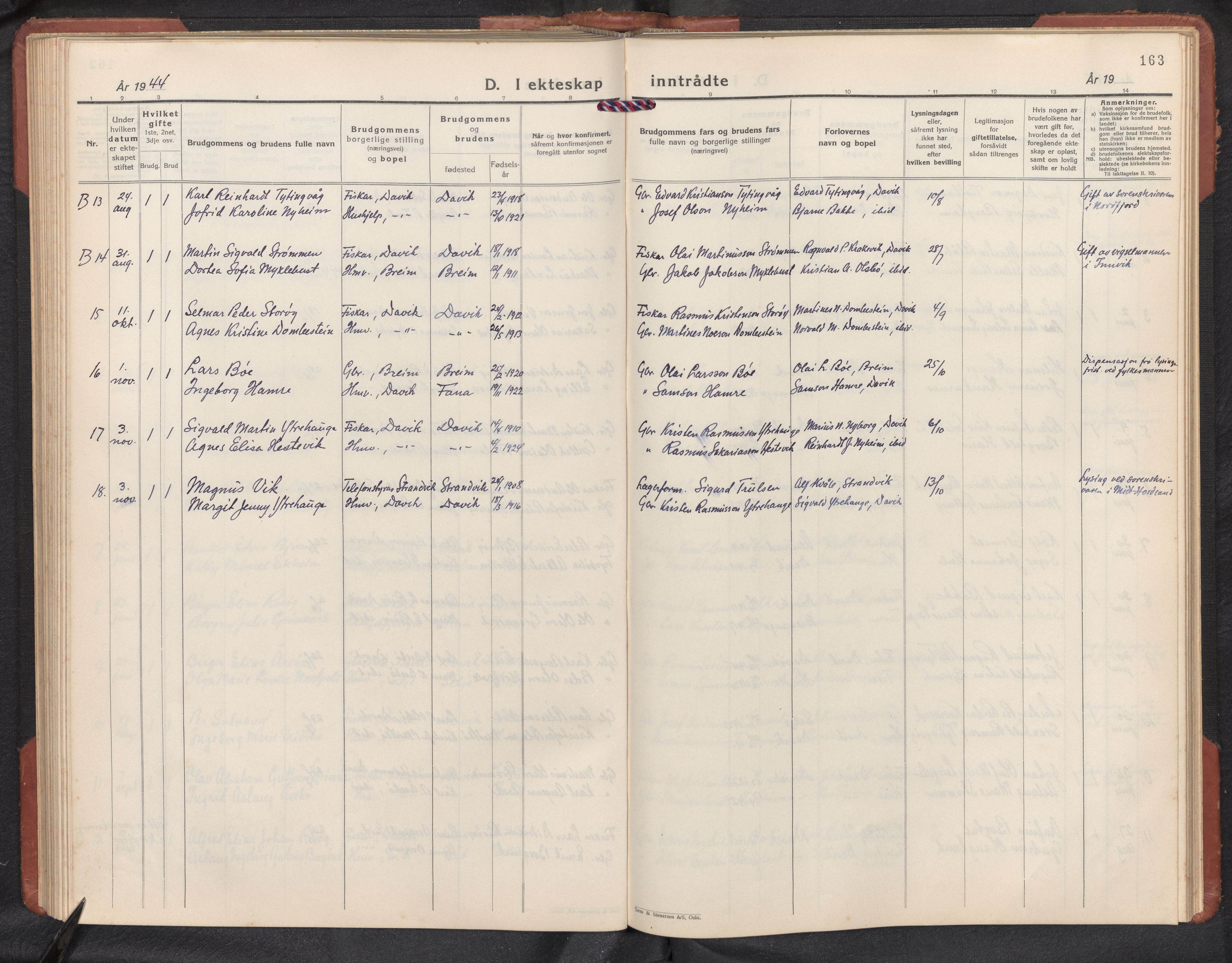 Davik sokneprestembete, AV/SAB-A-79701/H/Hab/Habc/L0004: Parish register (copy) no. C 4, 1930-1952, p. 162b-163a