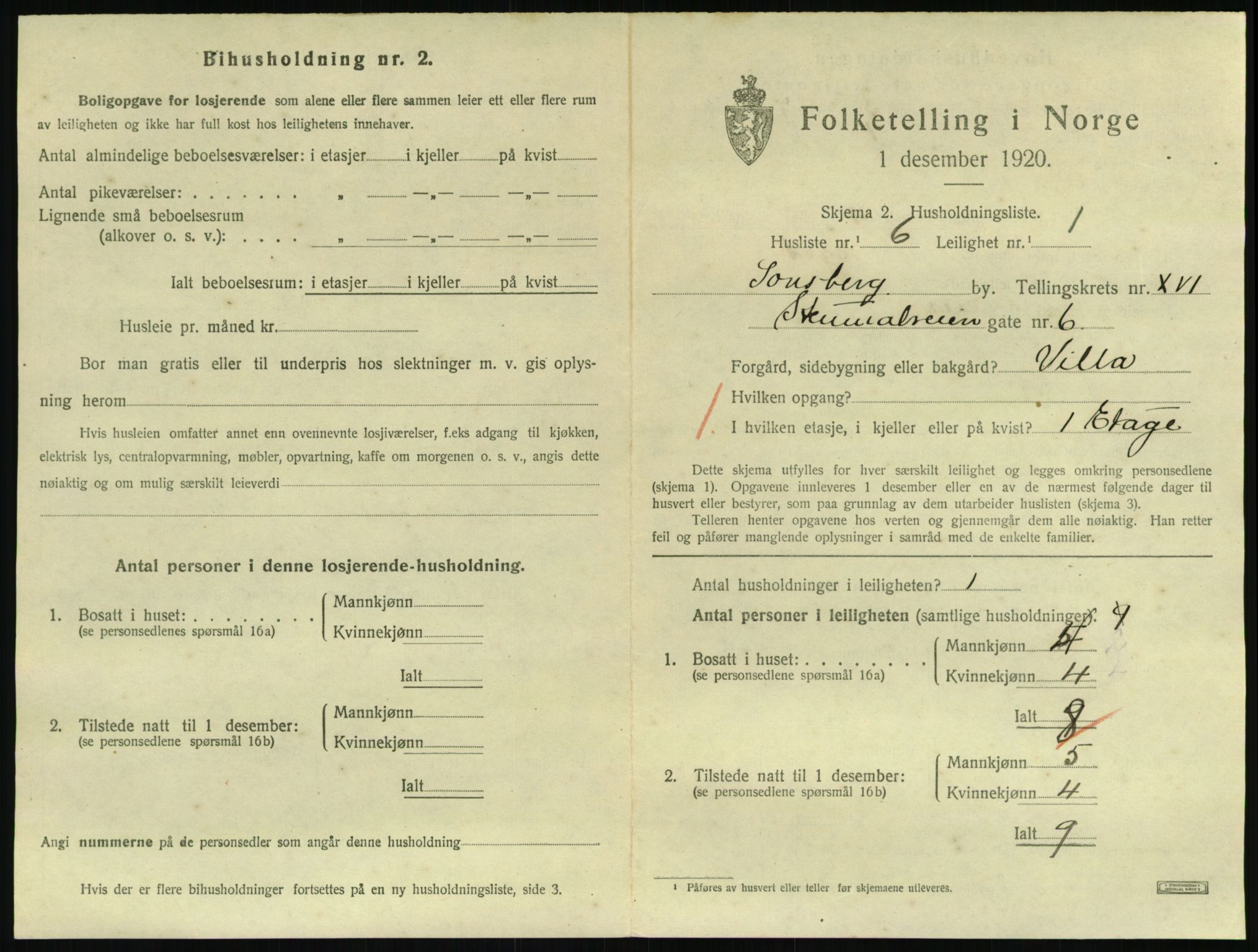 SAKO, 1920 census for Tønsberg, 1920, p. 6319