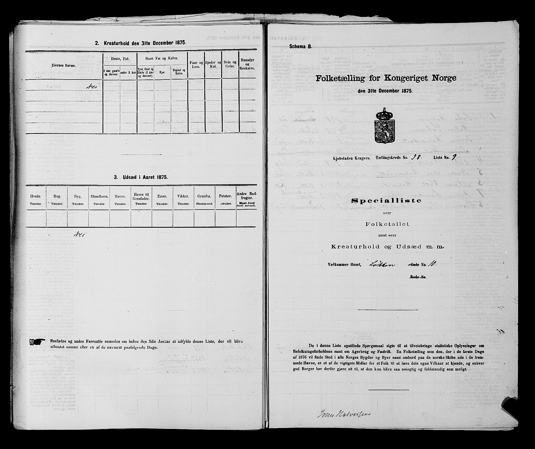 SAKO, 1875 census for 0801P Kragerø, 1875, p. 843