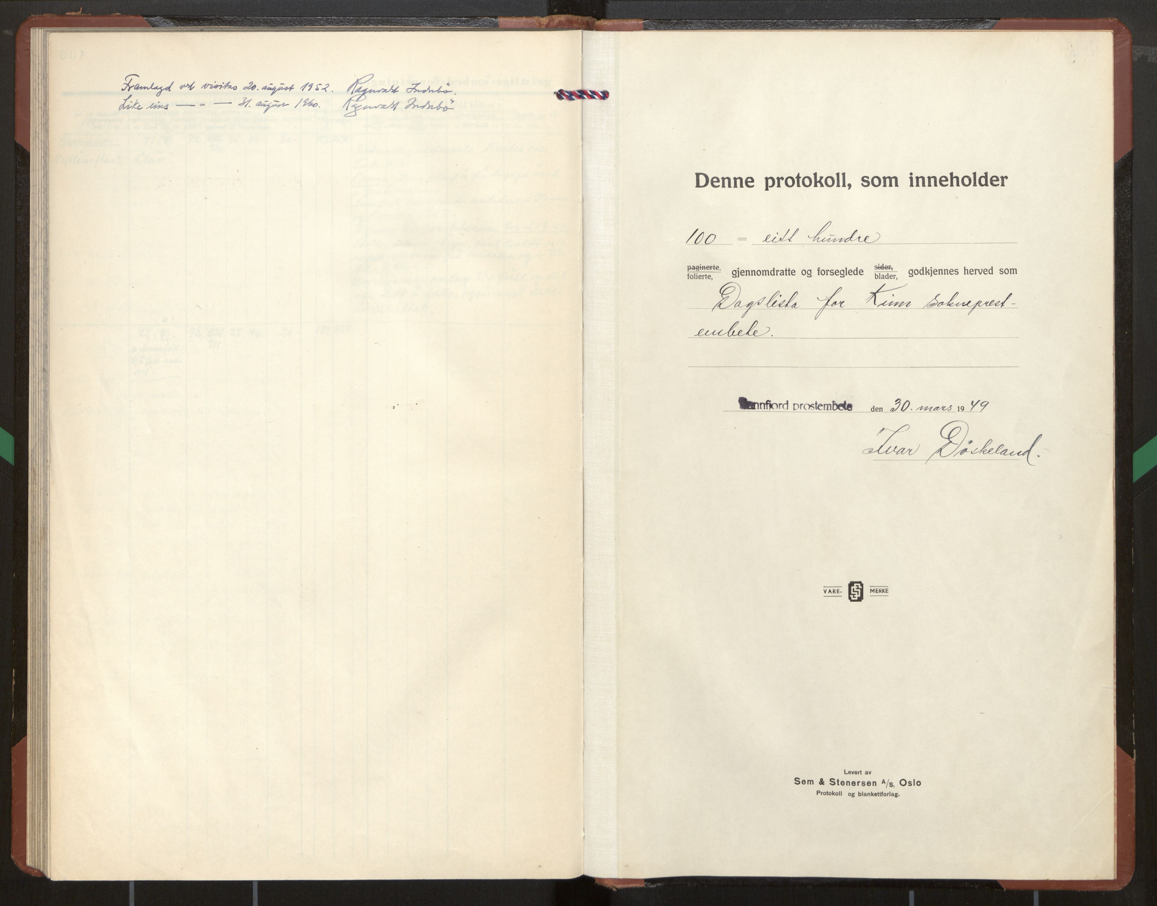 Kinn sokneprestembete, SAB/A-80801/H/Haa/Haag/L0006: Diary records no. G 6, 1949-1957
