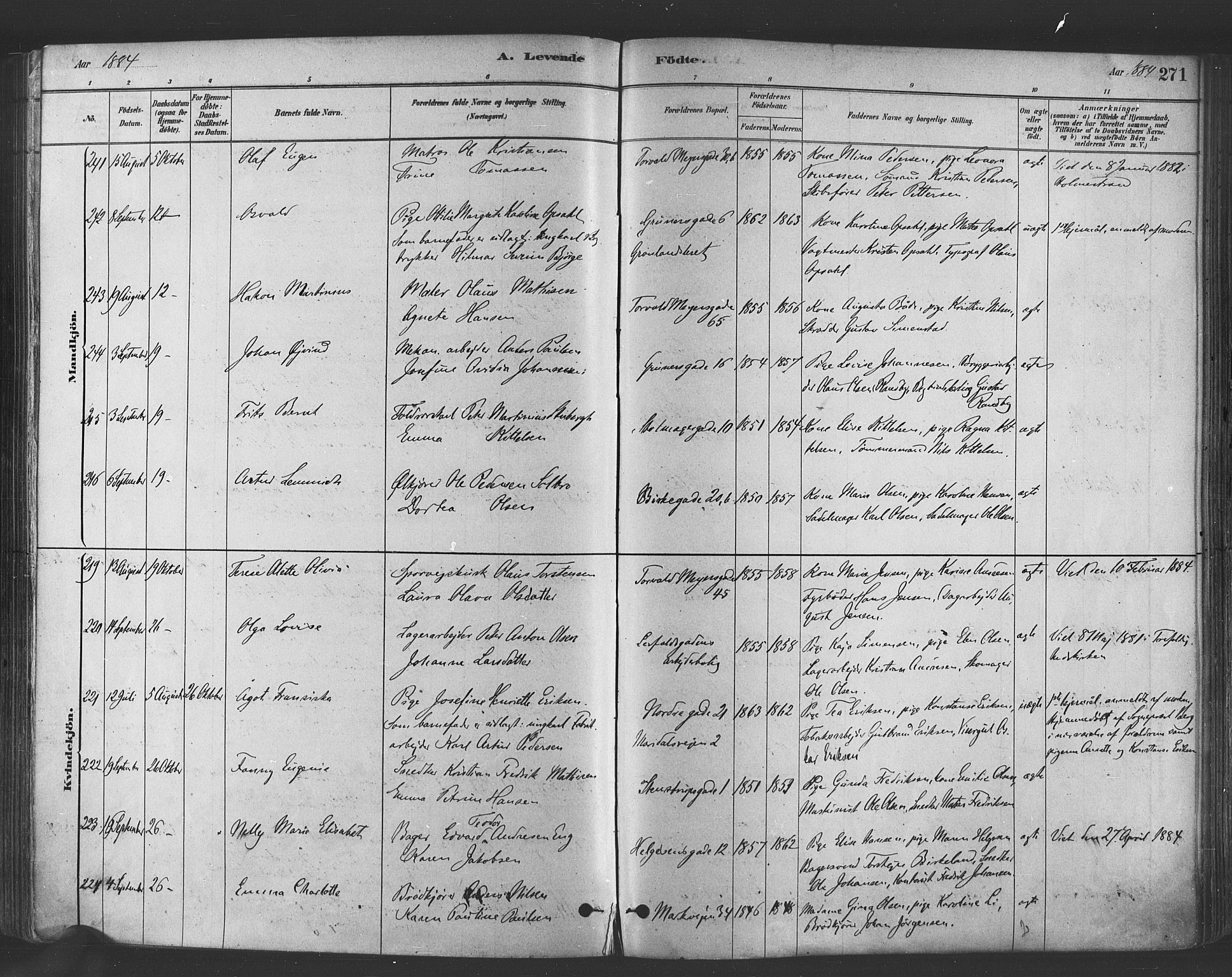 Paulus prestekontor Kirkebøker, SAO/A-10871/F/Fa/L0003: Parish register (official) no. 3, 1879-1887, p. 271