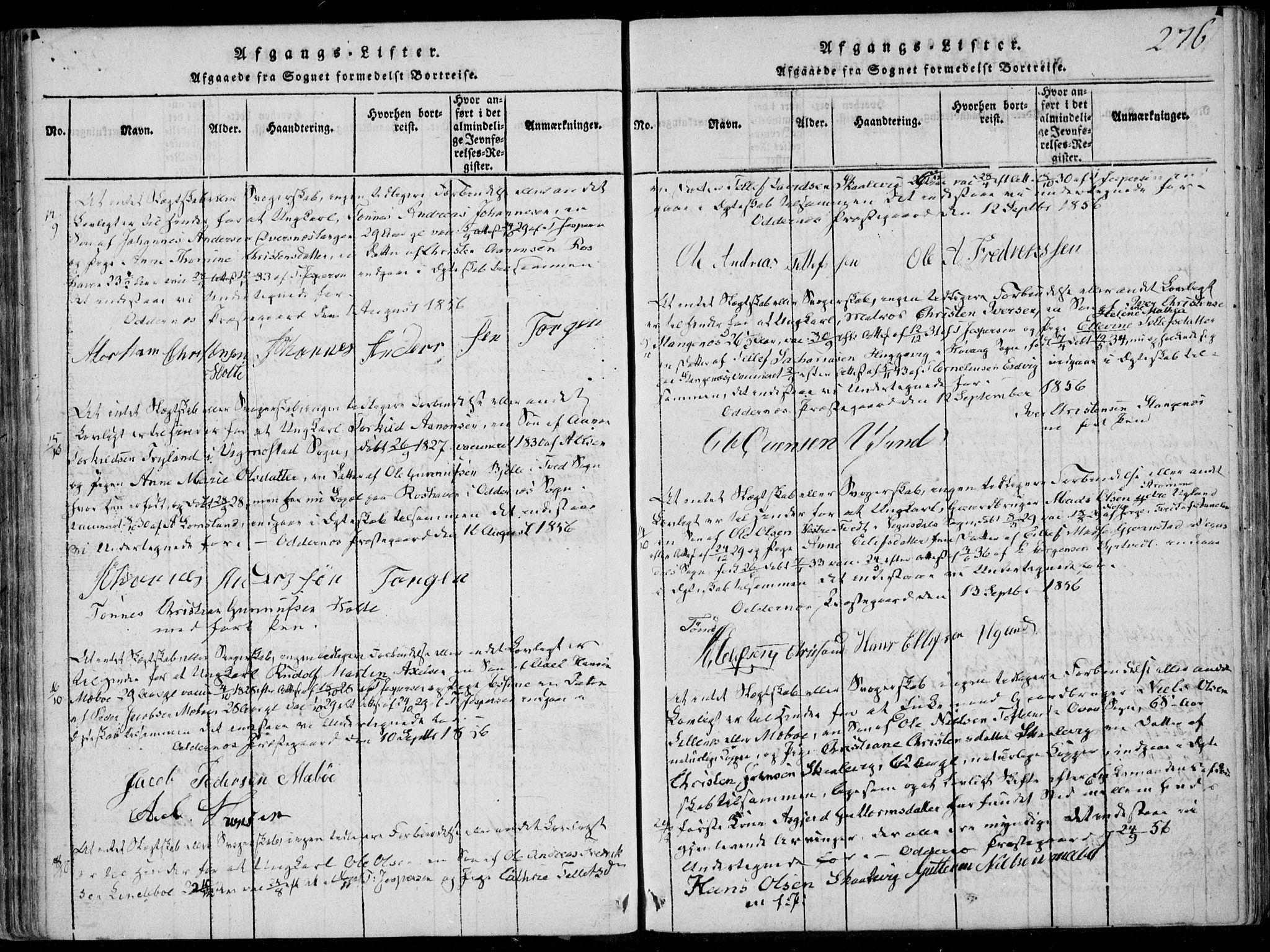 Oddernes sokneprestkontor, AV/SAK-1111-0033/F/Fa/Faa/L0005: Parish register (official) no. A 5, 1820-1838, p. 276