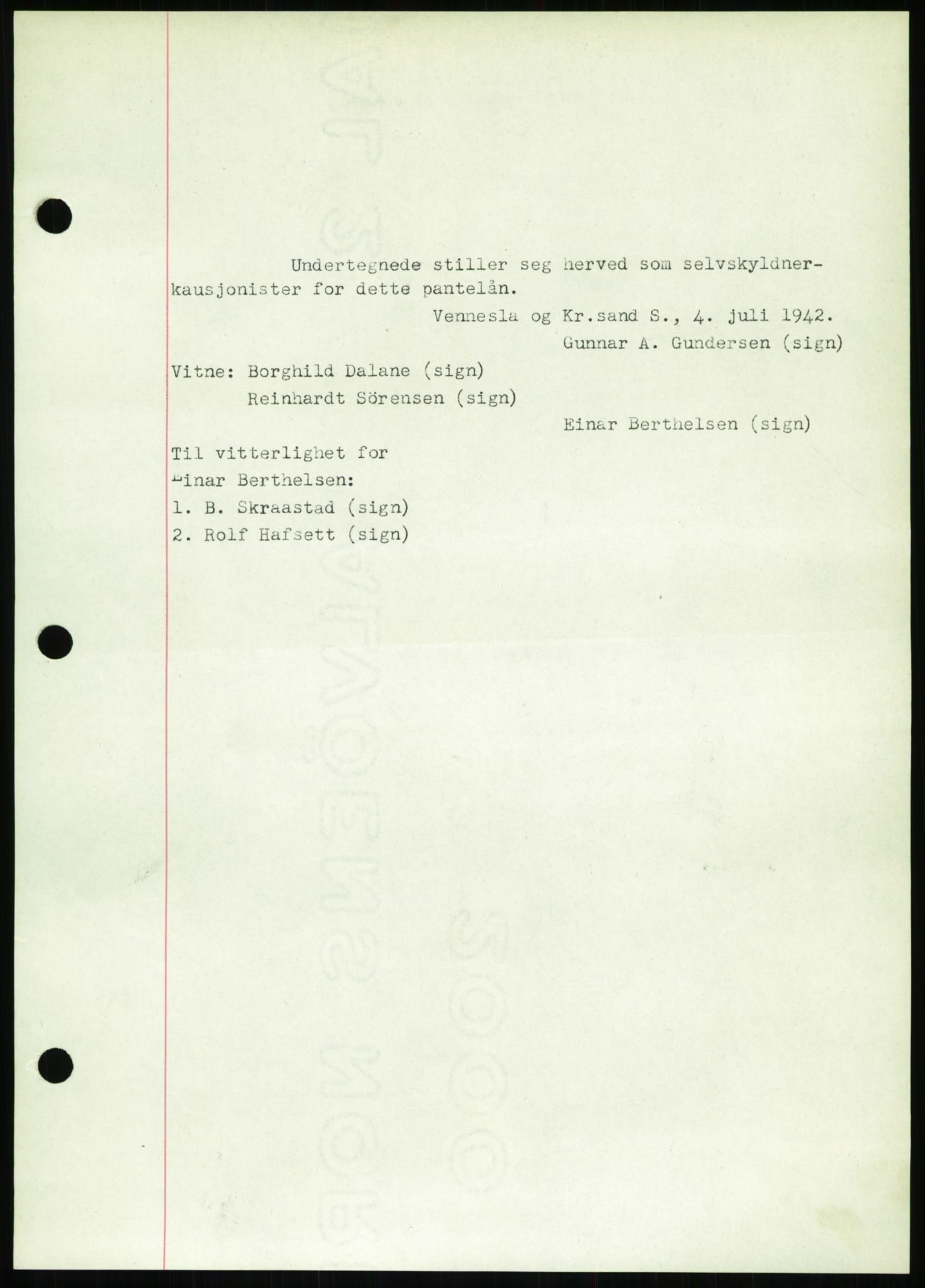 Torridal sorenskriveri, SAK/1221-0012/G/Gb/Gbb/L0009: Mortgage book no. 53b, 1942-1943, Diary no: : 799/1942