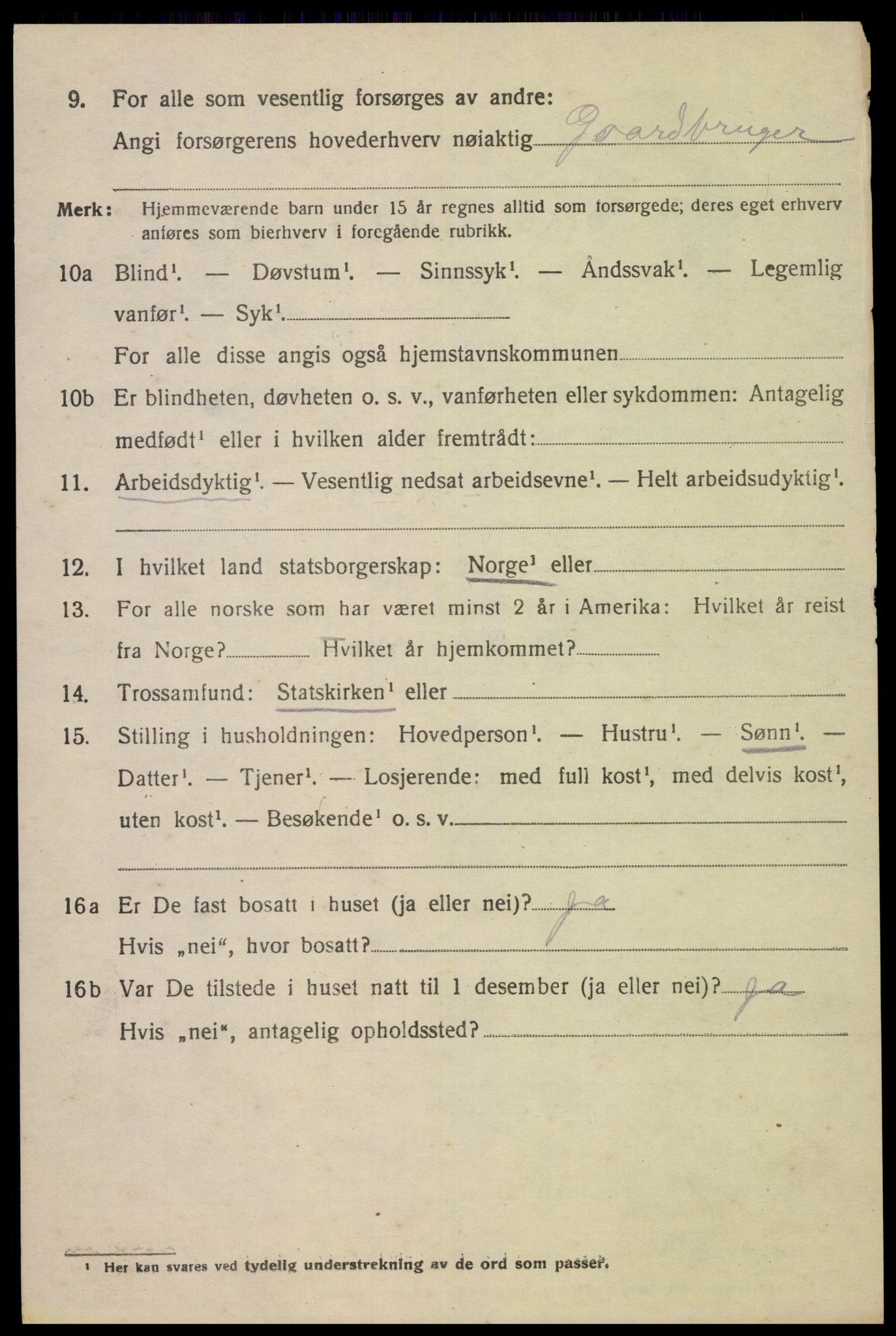 SAK, 1920 census for Øvre Sirdal, 1920, p. 422