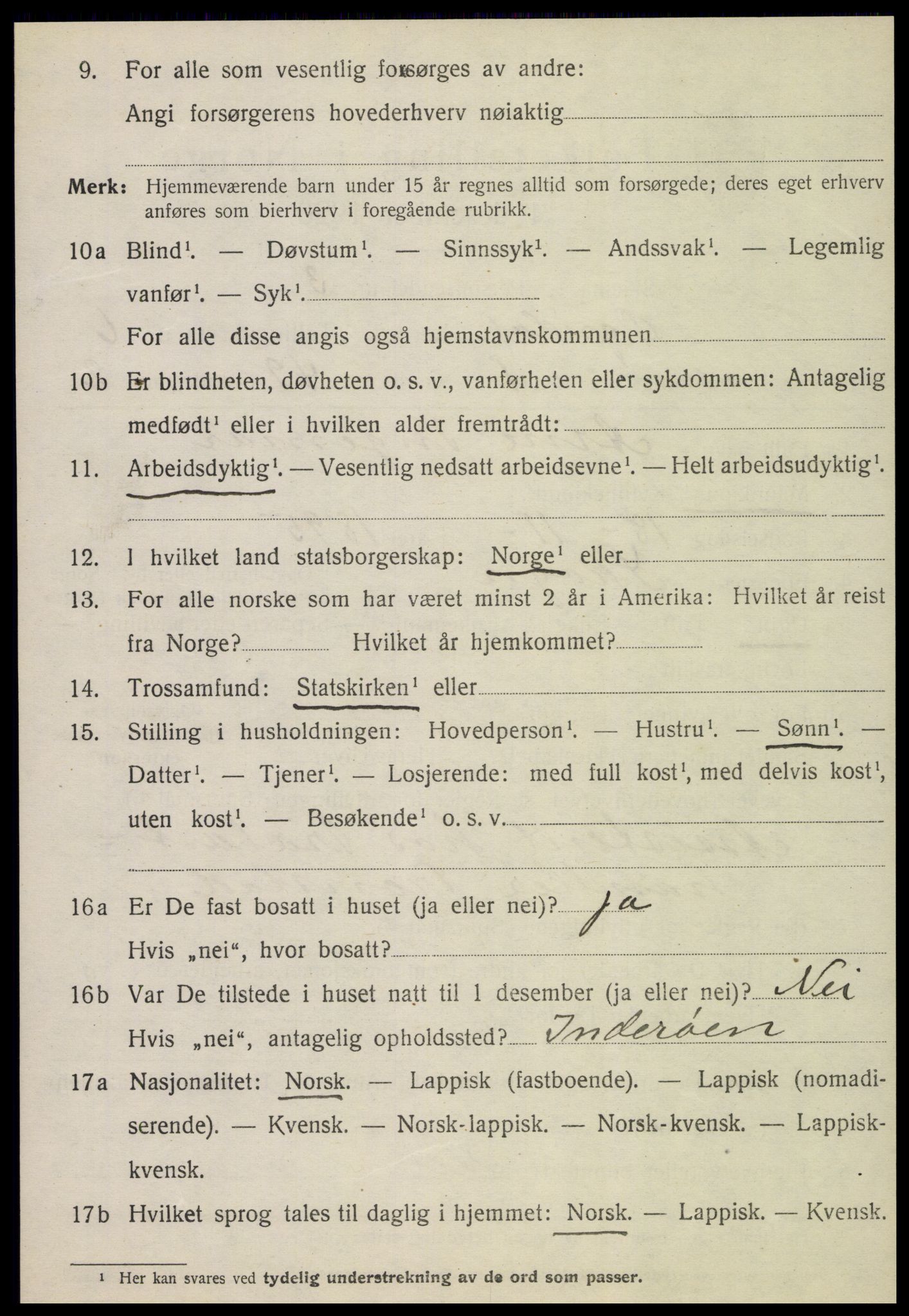 SAT, 1920 census for Ogndal, 1920, p. 2288