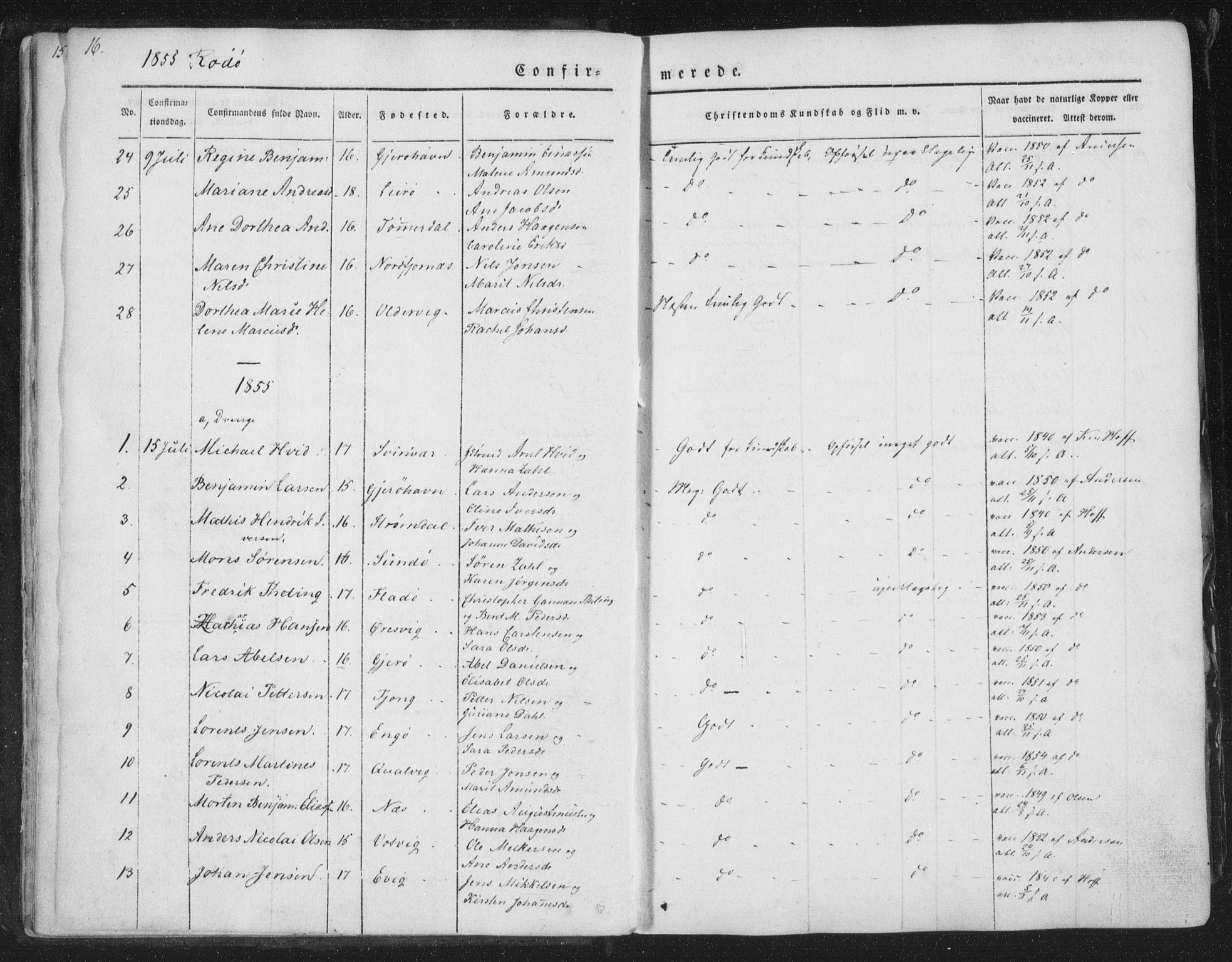 Ministerialprotokoller, klokkerbøker og fødselsregistre - Nordland, SAT/A-1459/841/L0604: Parish register (official) no. 841A09 /1, 1845-1862, p. 16