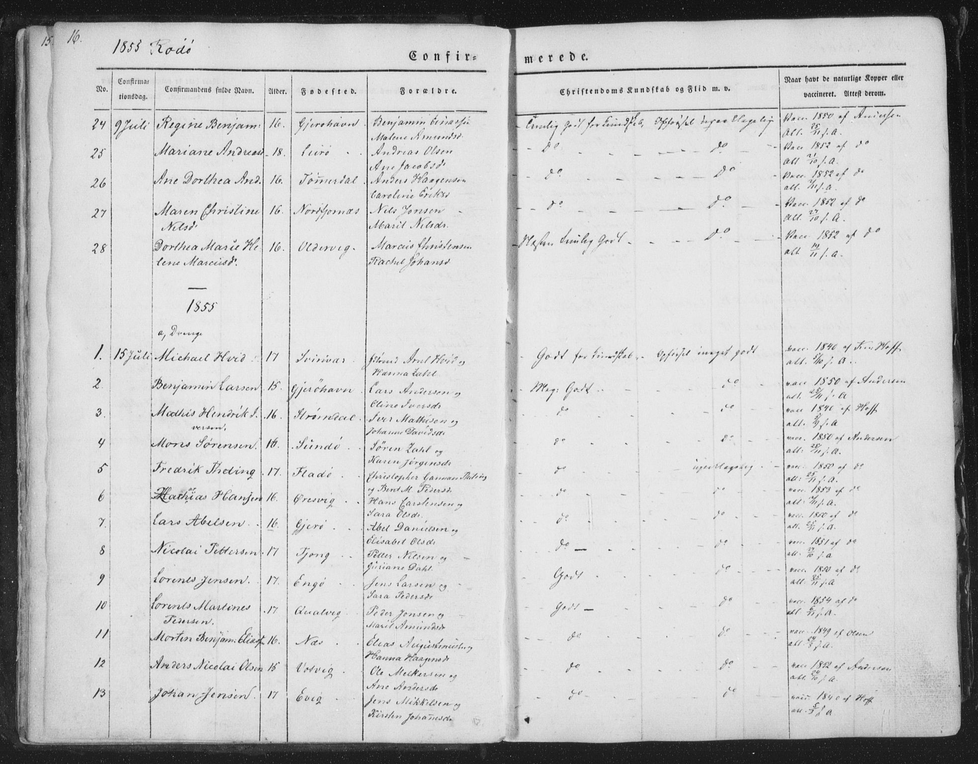 Ministerialprotokoller, klokkerbøker og fødselsregistre - Nordland, AV/SAT-A-1459/841/L0604: Parish register (official) no. 841A09 /1, 1845-1862, p. 16