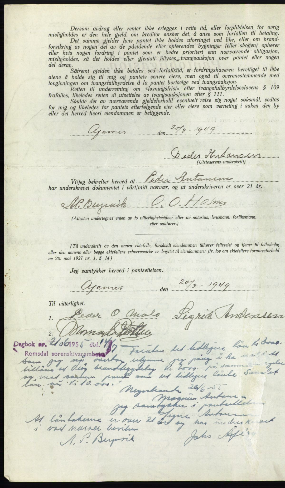 Romsdal sorenskriveri, AV/SAT-A-4149/1/2/2C: Mortgage book no. B4, 1948-1949, Diary no: : 915/1949