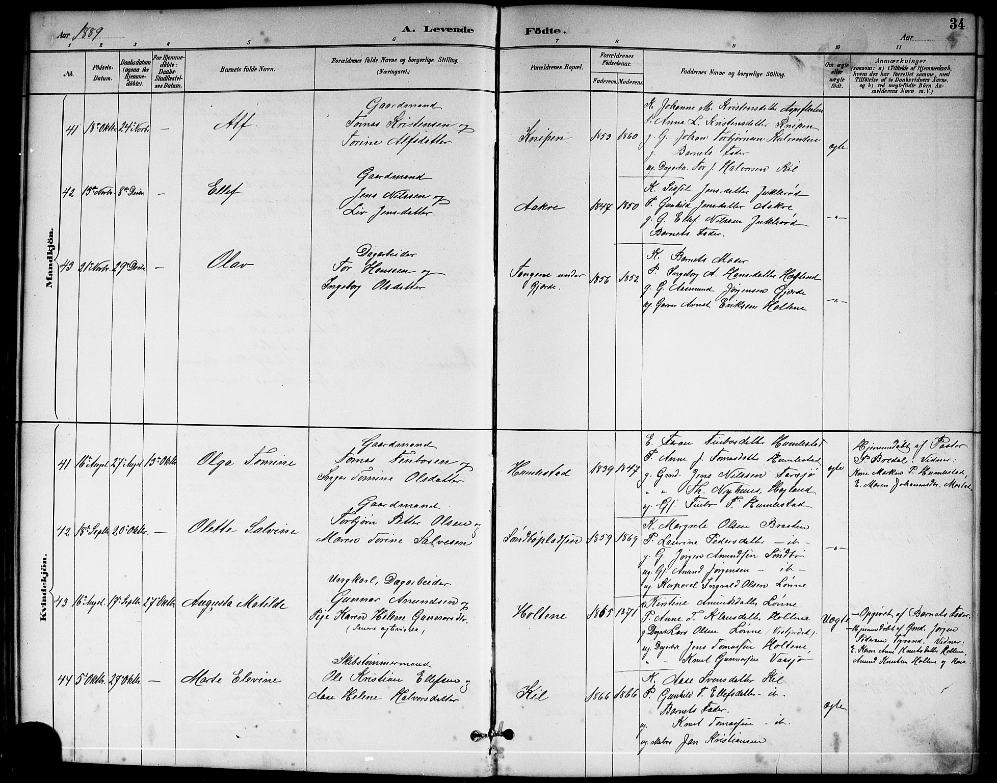 Sannidal kirkebøker, AV/SAKO-A-296/G/Ga/L0003: Parish register (copy) no. 3, 1887-1922, p. 34