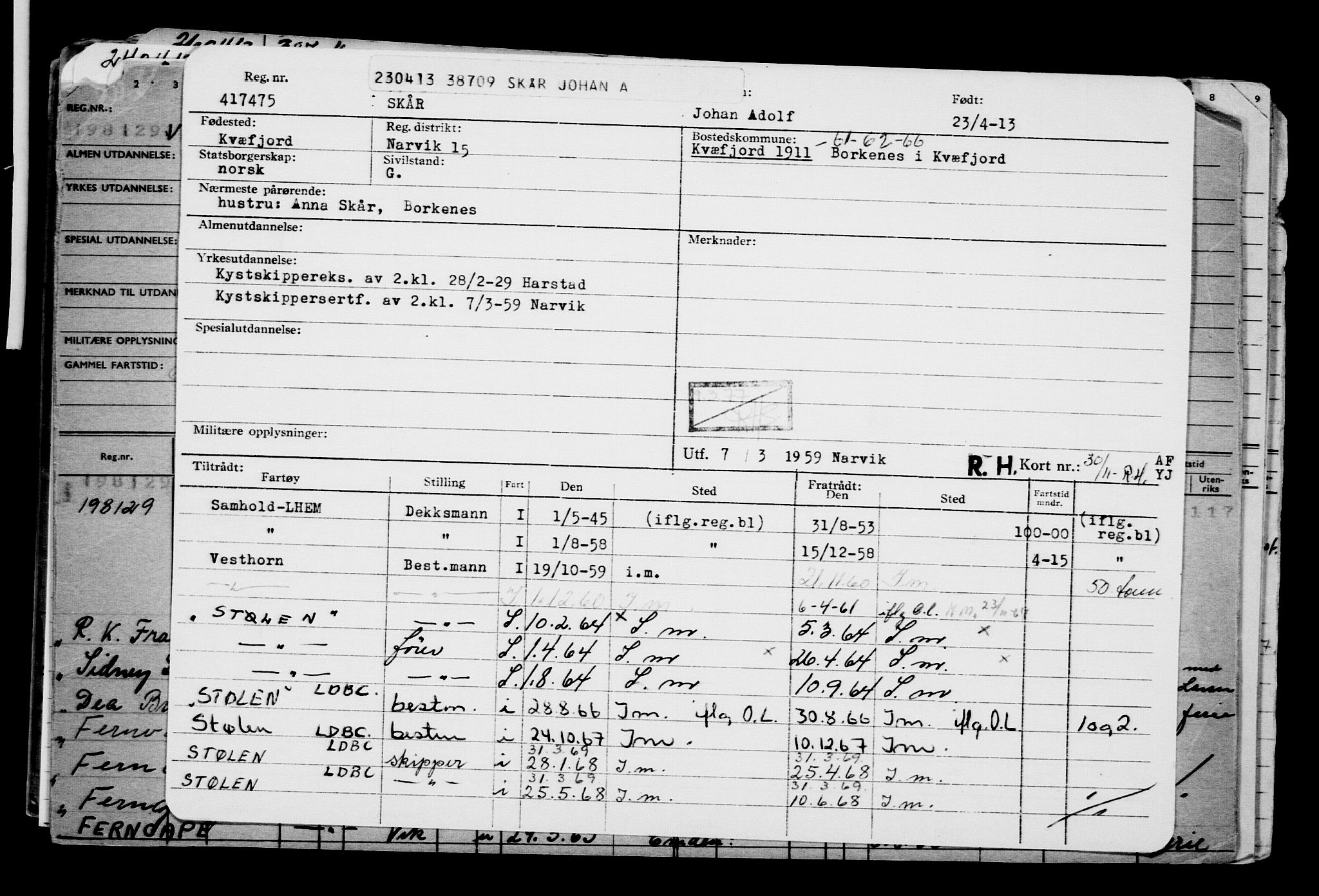 Direktoratet for sjømenn, AV/RA-S-3545/G/Gb/L0112: Hovedkort, 1913, p. 237