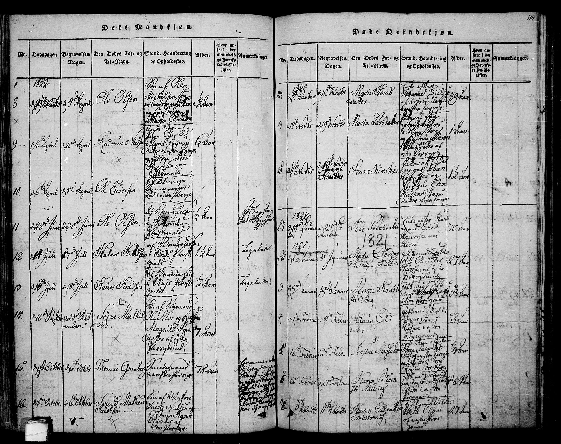 Porsgrunn kirkebøker , SAKO/A-104/F/Fa/L0004: Parish register (official) no. 4, 1814-1828, p. 114