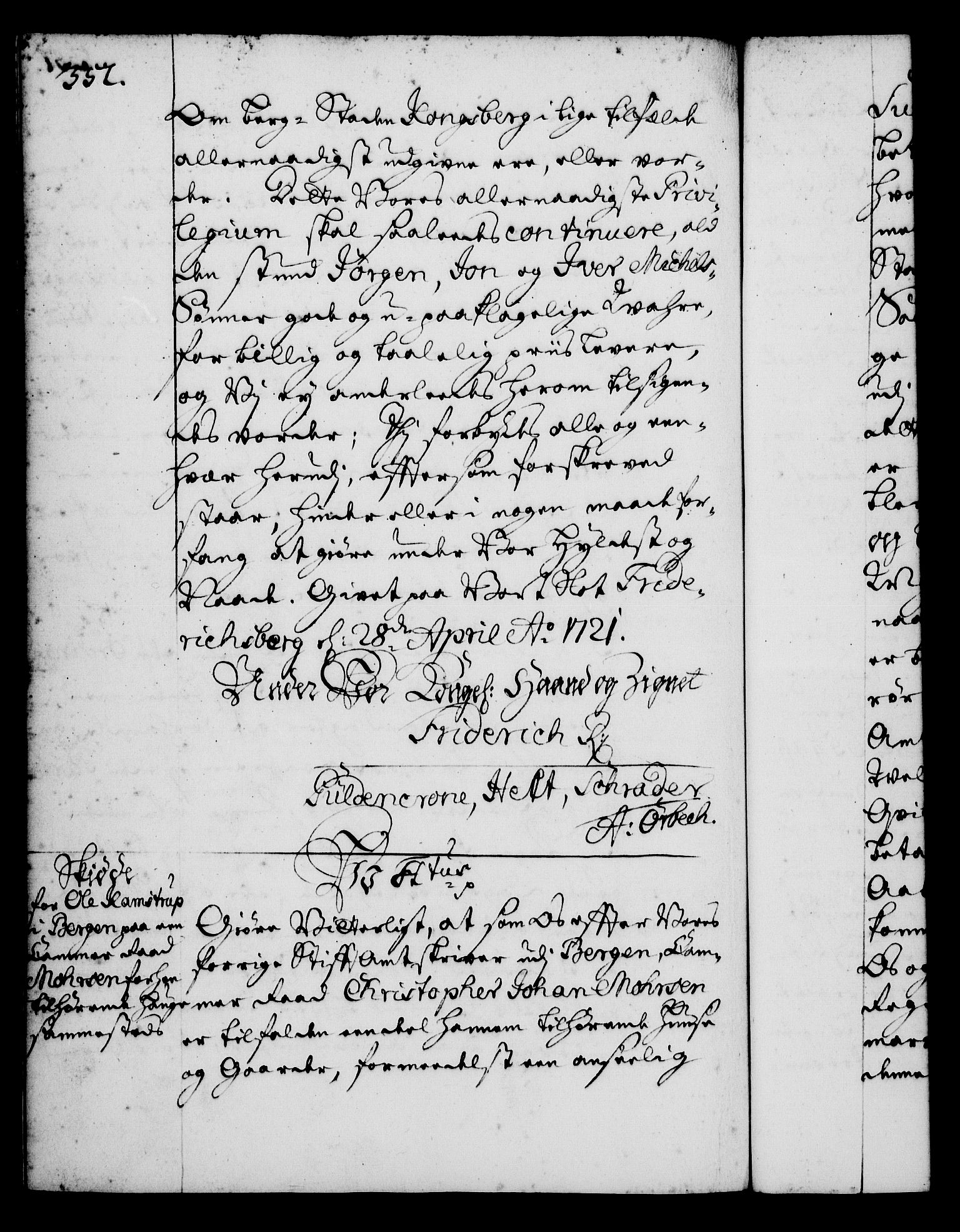 Rentekammeret, Kammerkanselliet, RA/EA-3111/G/Gg/Gga/L0001: Norsk ekspedisjonsprotokoll med register (merket RK 53.1), 1720-1723, p. 352
