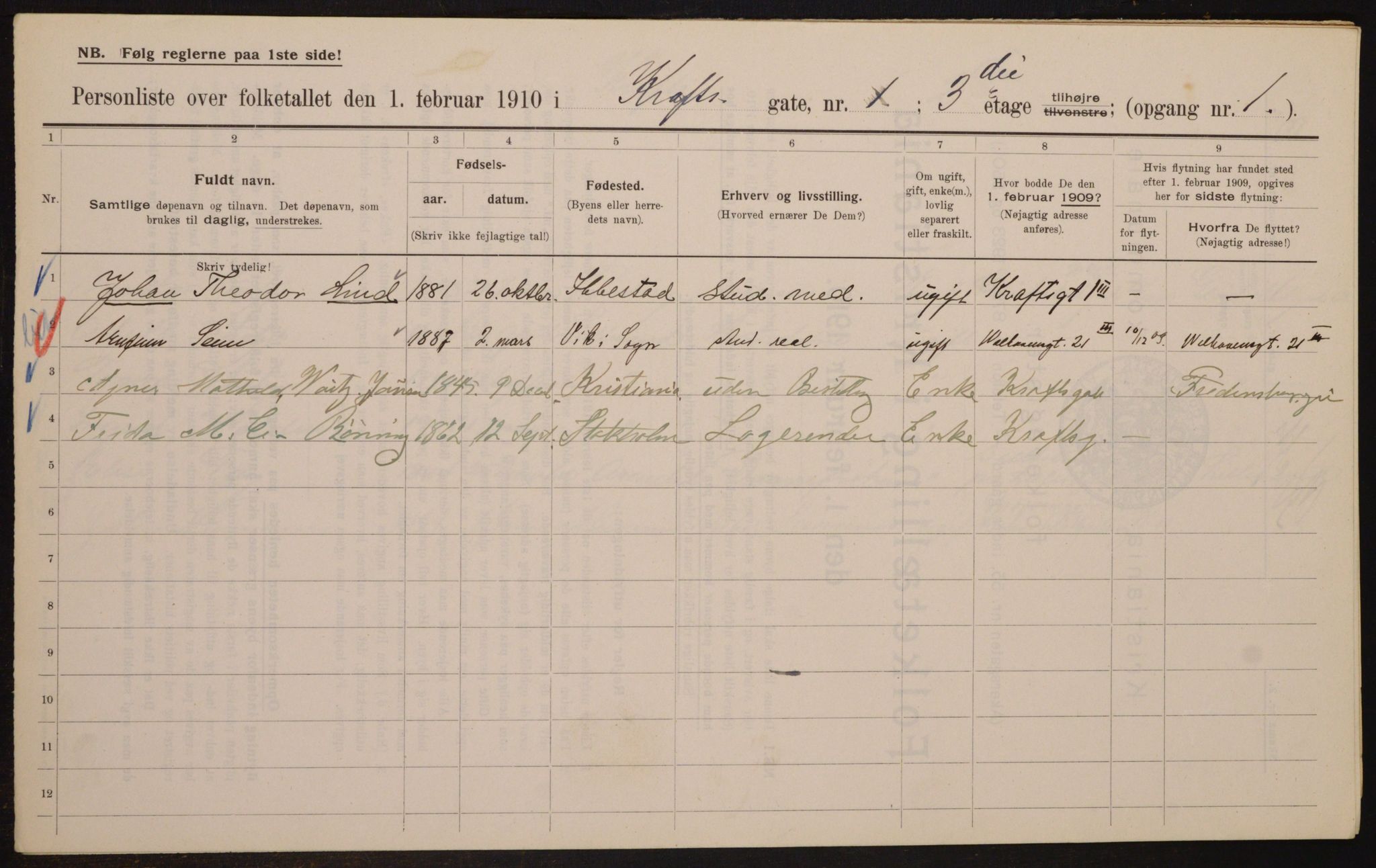 OBA, Municipal Census 1910 for Kristiania, 1910, p. 52341