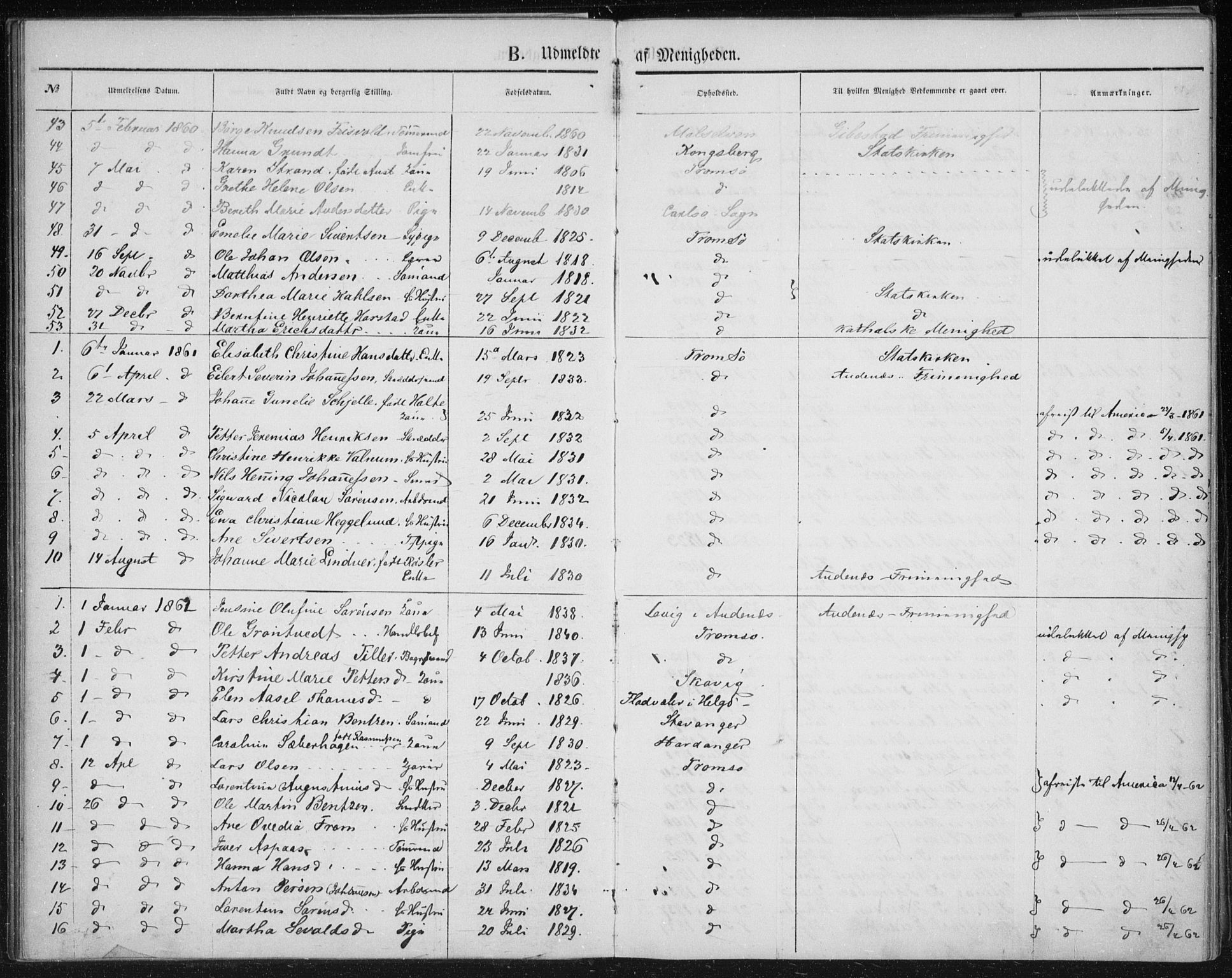 Uten arkivreferanse, SATØ/-: Dissenter register no. DP 1, 1856-1892