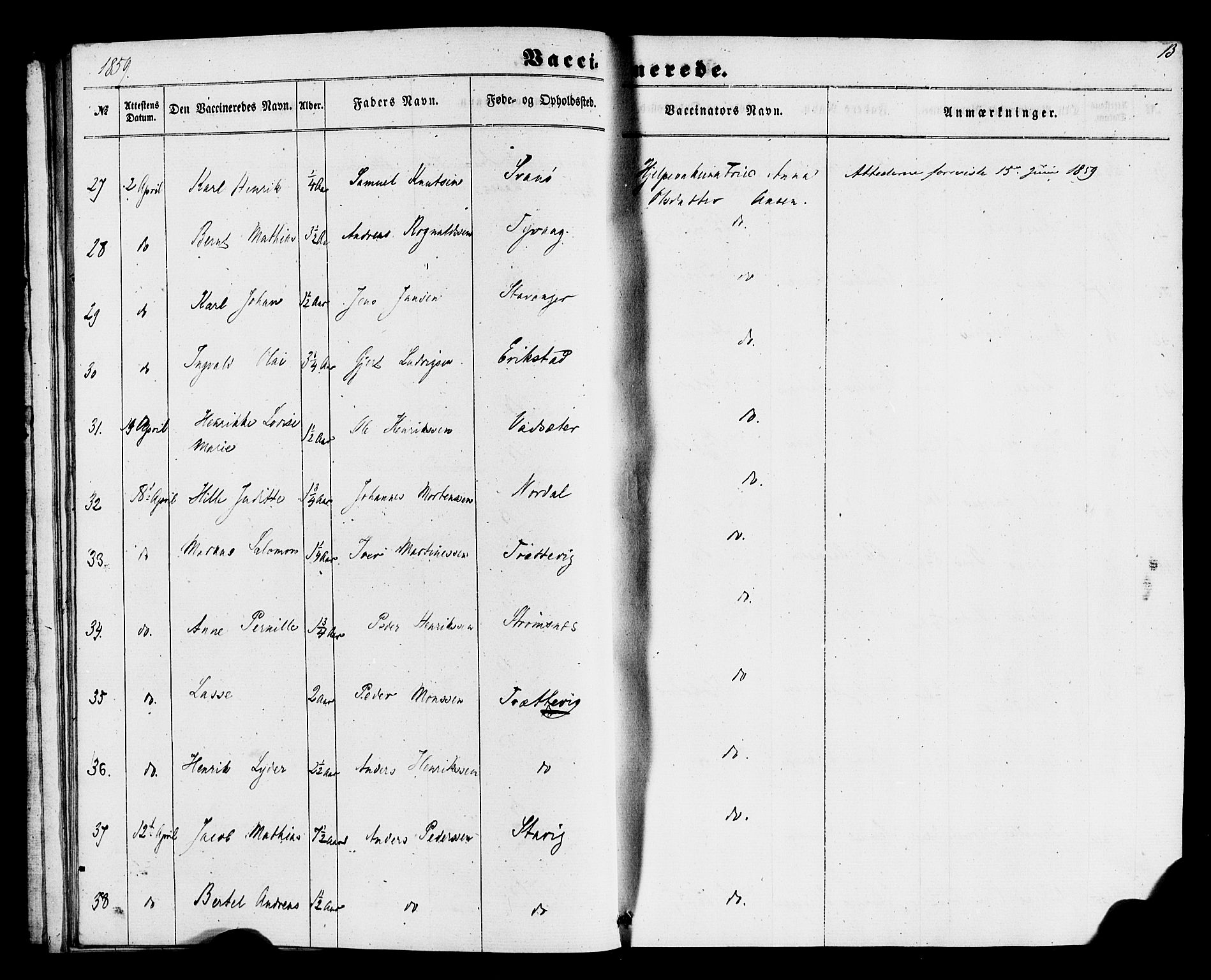 Kinn sokneprestembete, AV/SAB-A-80801/H/Haa/Haaa/L0017: Parish register (official) no. A 17, 1858-1867, p. 13