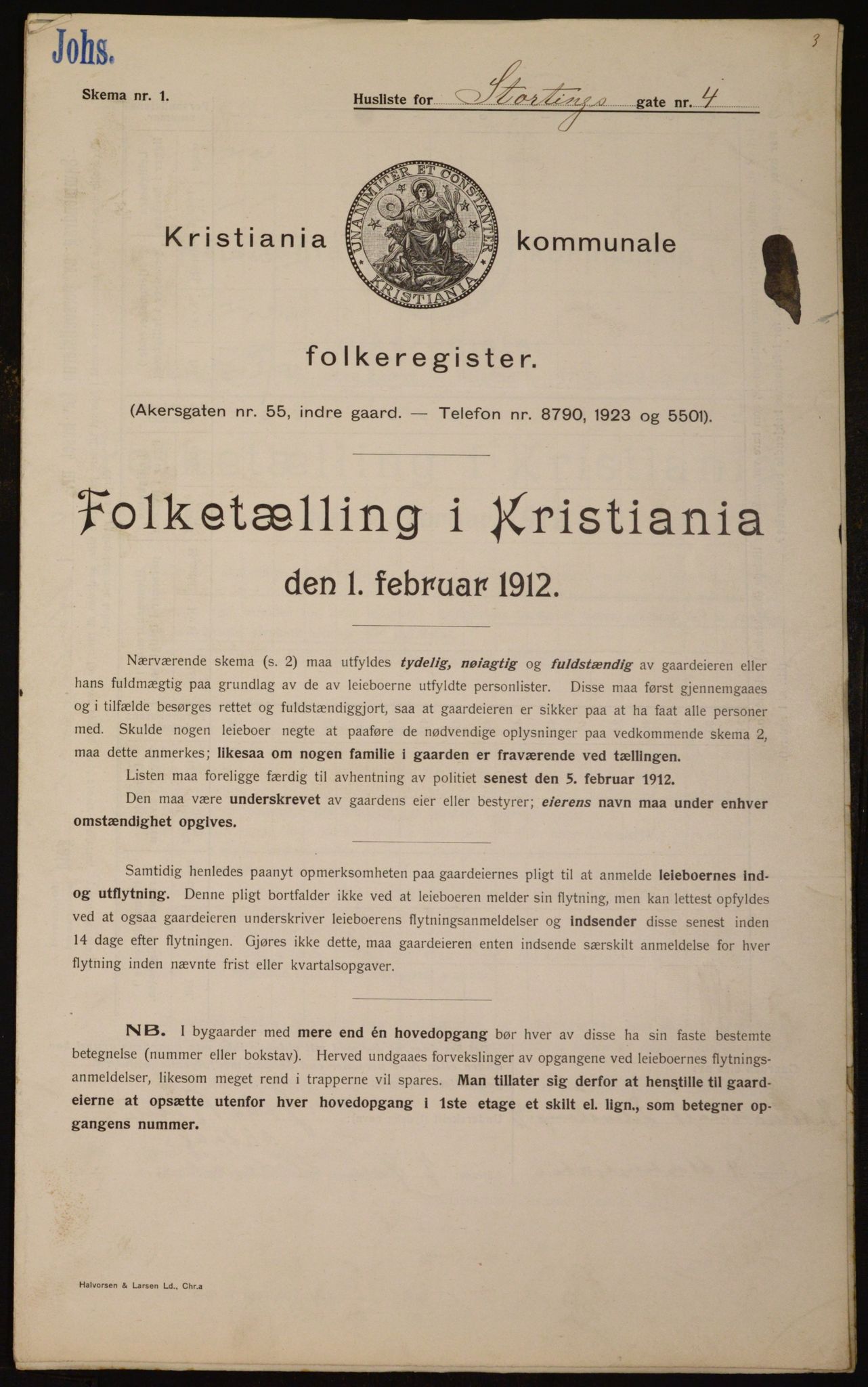 OBA, Municipal Census 1912 for Kristiania, 1912, p. 103574